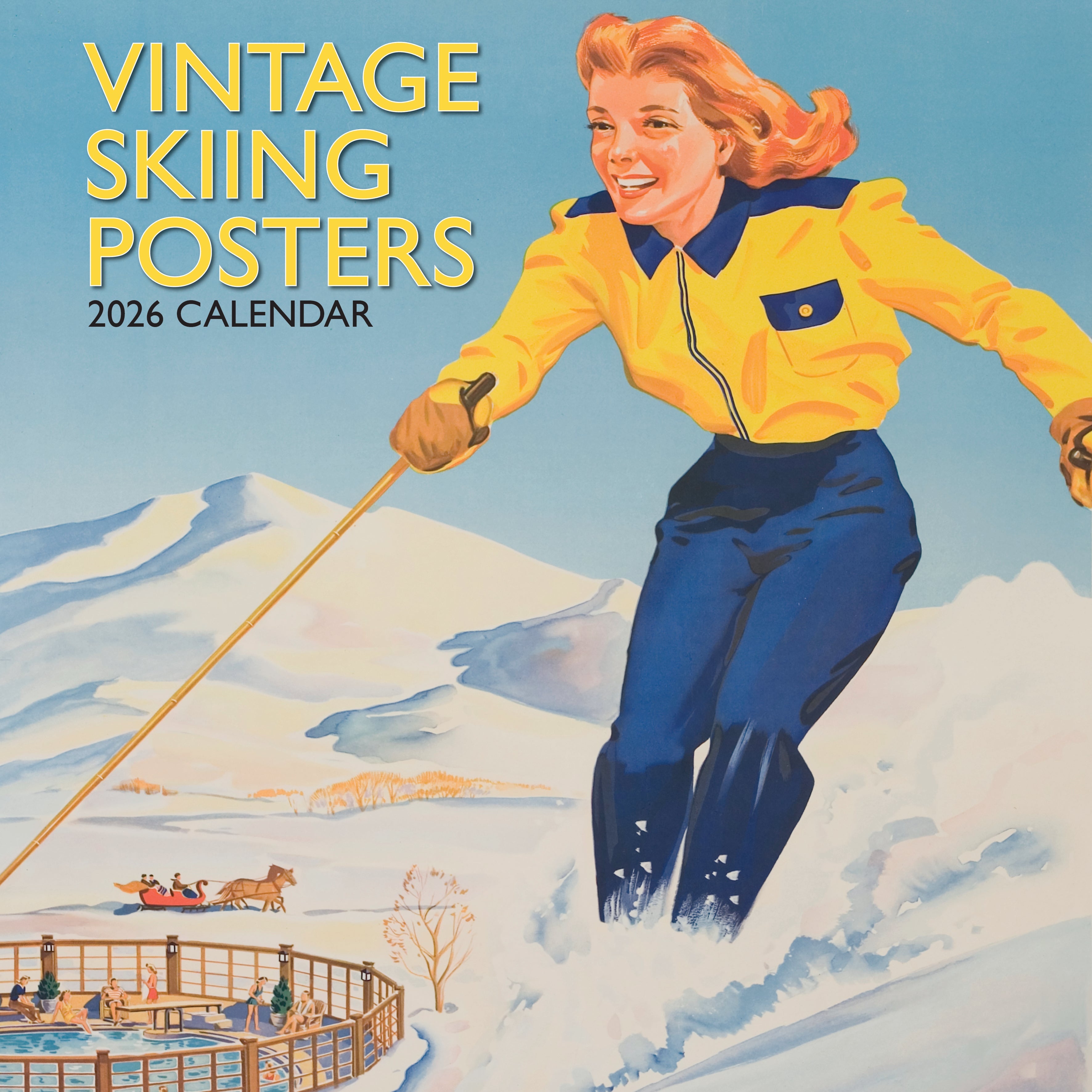 2026 Vintage Skiing Posters - Square Wall Calendar