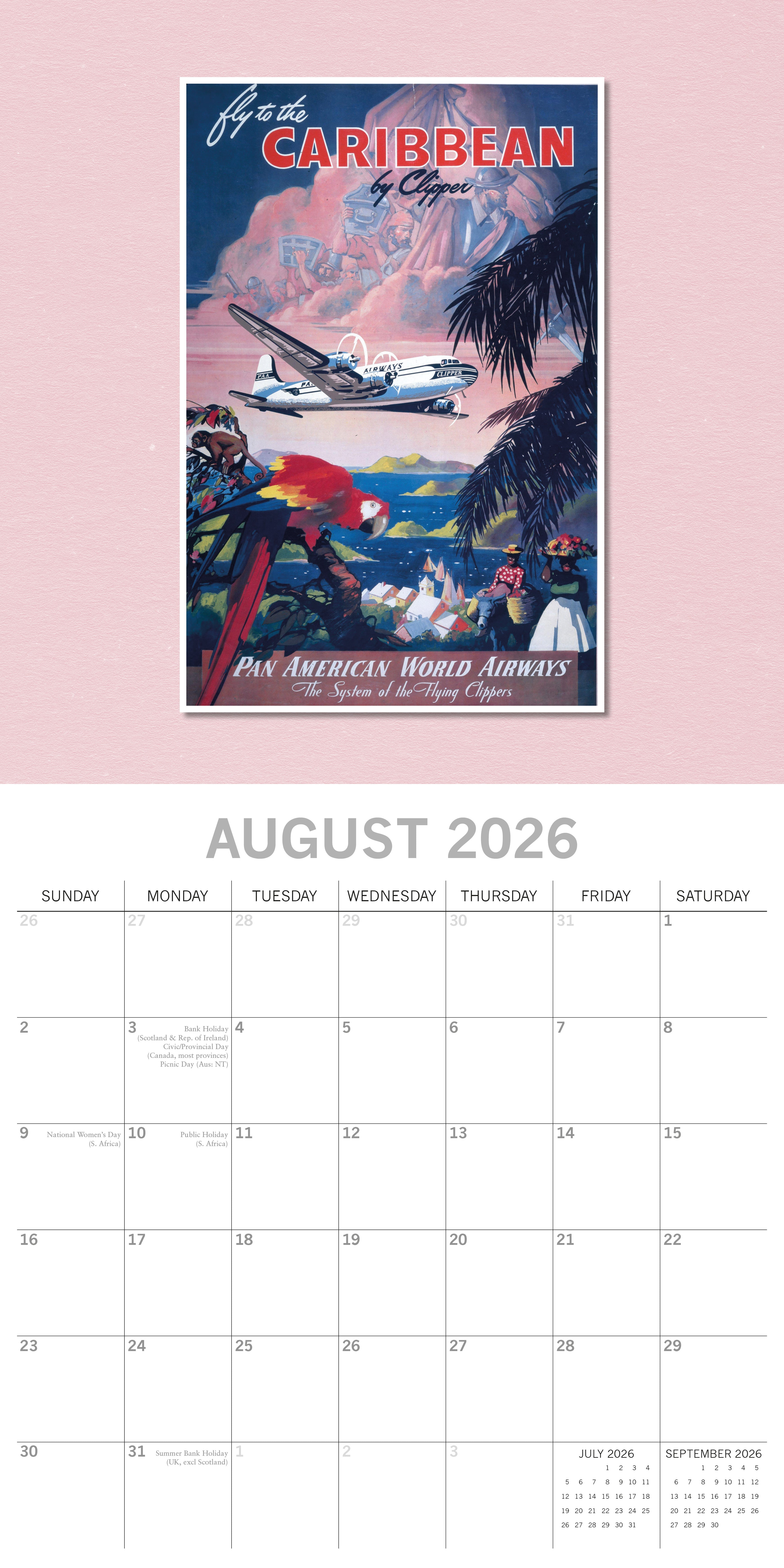 2026 Vintage Travel Posters - Square Wall Calendar