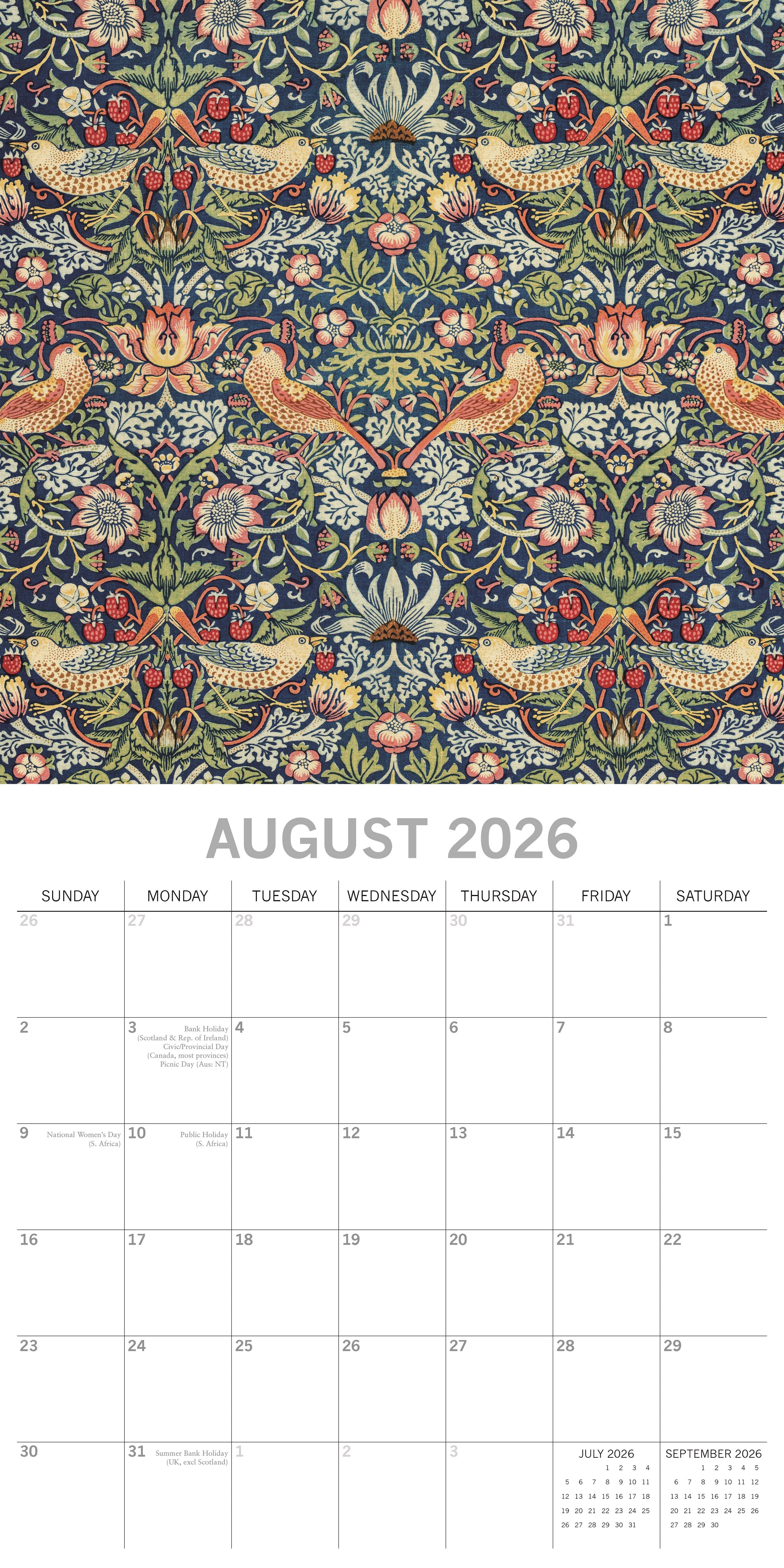 2026 William Morris - Square Wall Calendar