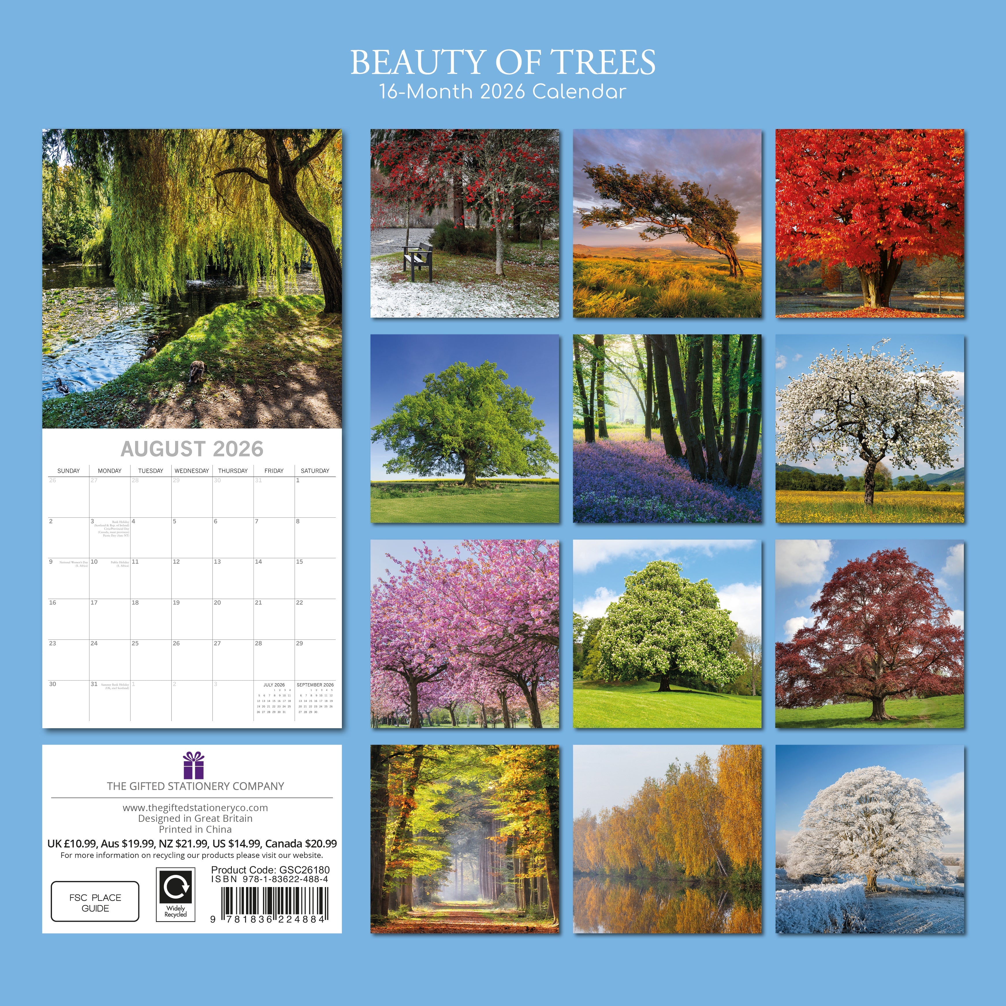 2026 Beauty of Trees - Square Wall Calendar