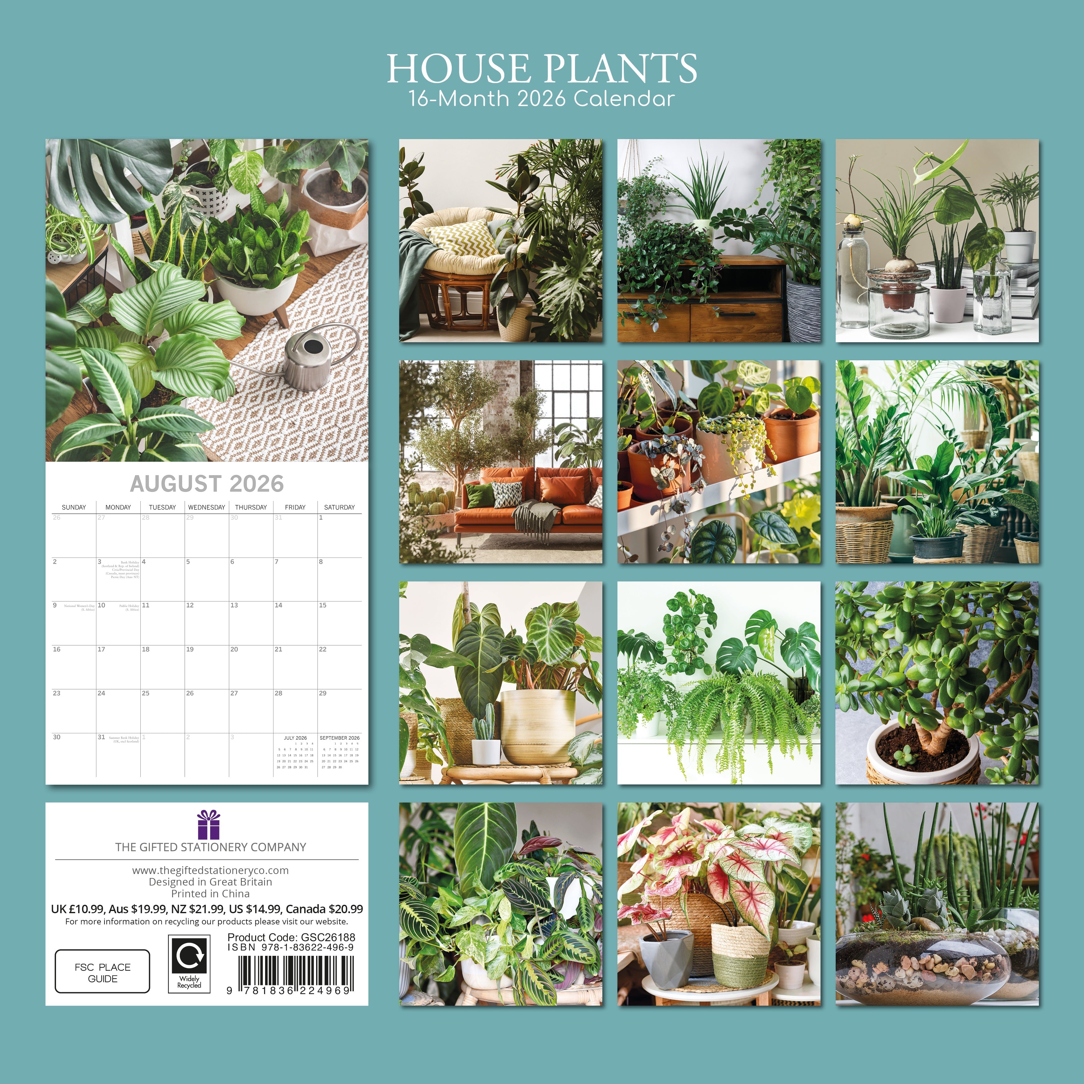 2026 House Plants - Square Wall Calendar
