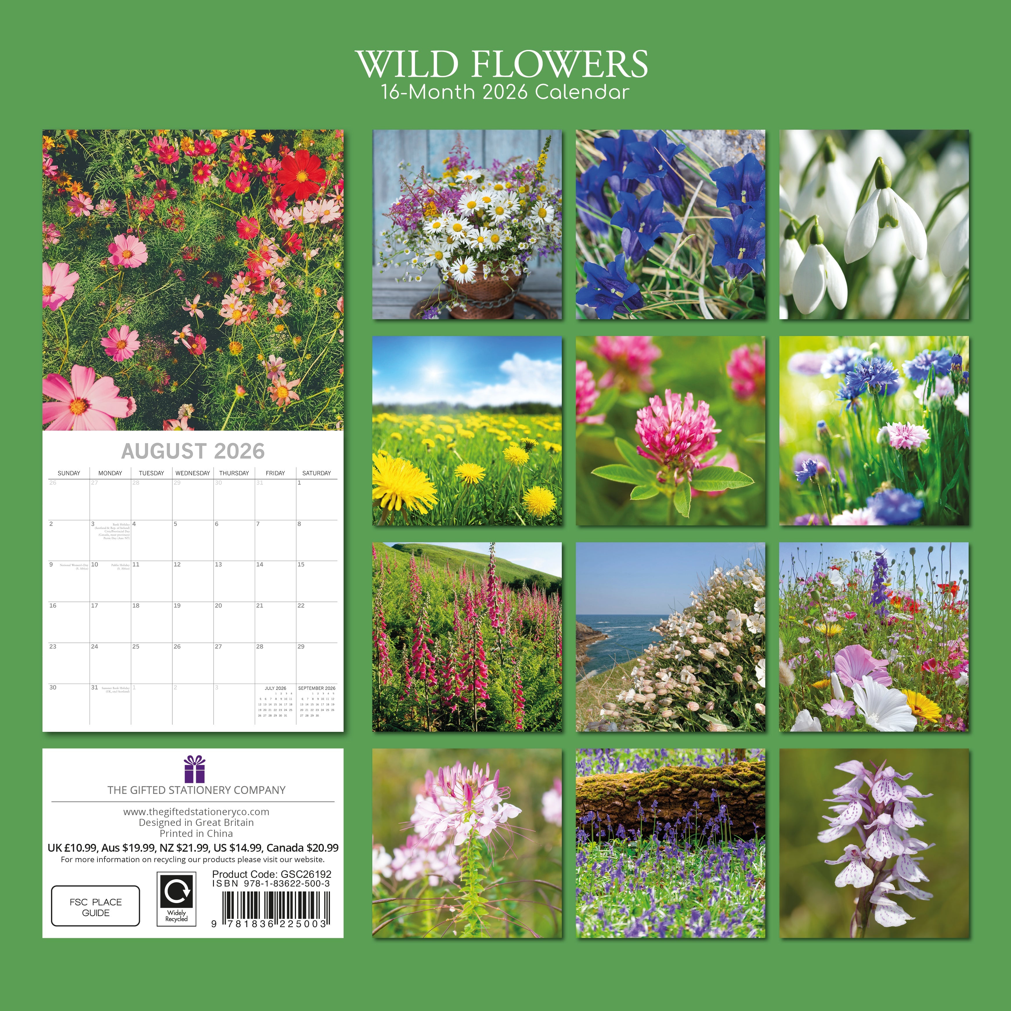 2026 Wild Flowers - Square Wall Calendar