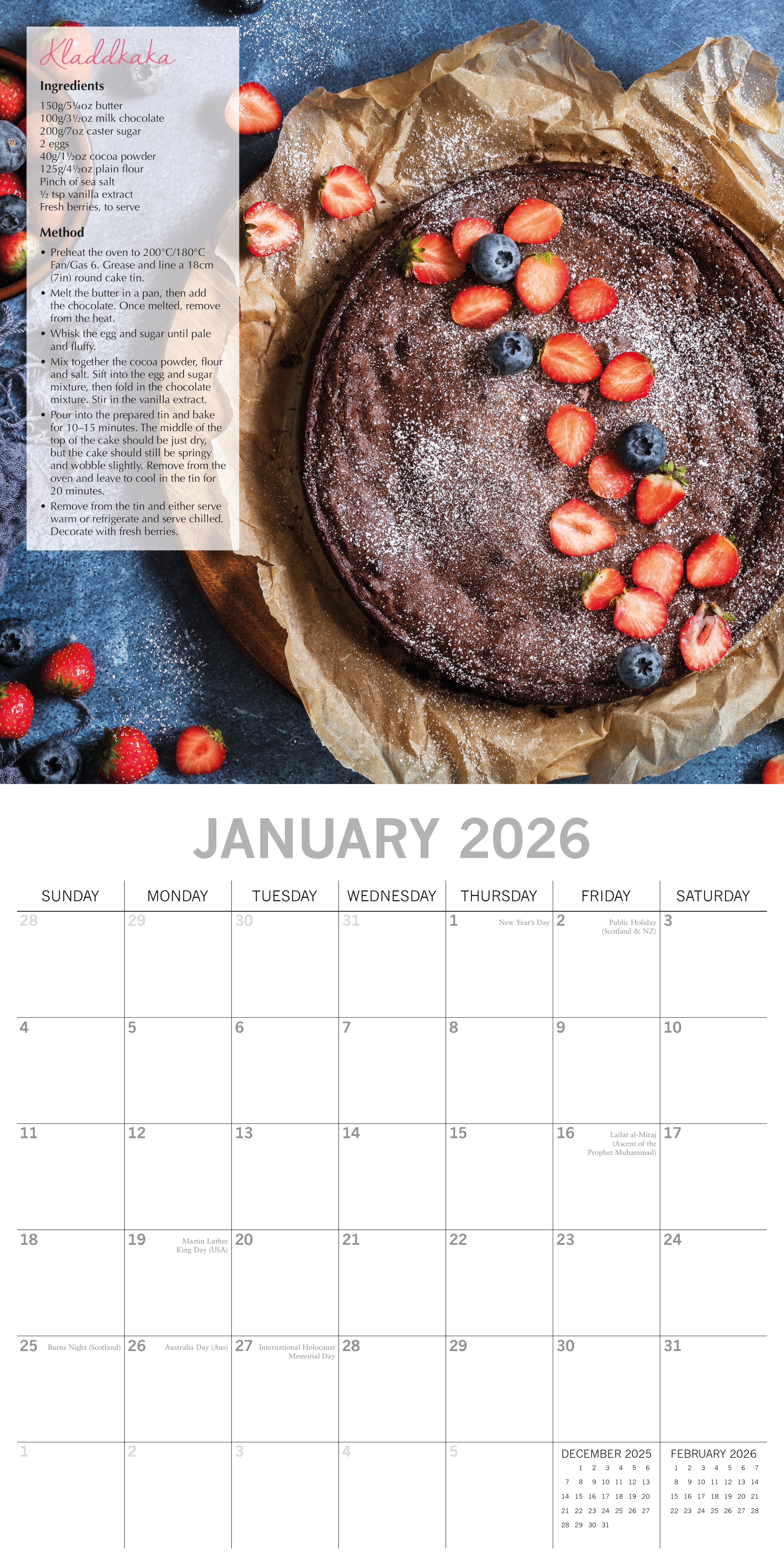 2026 Baking - Square Wall Calendar
