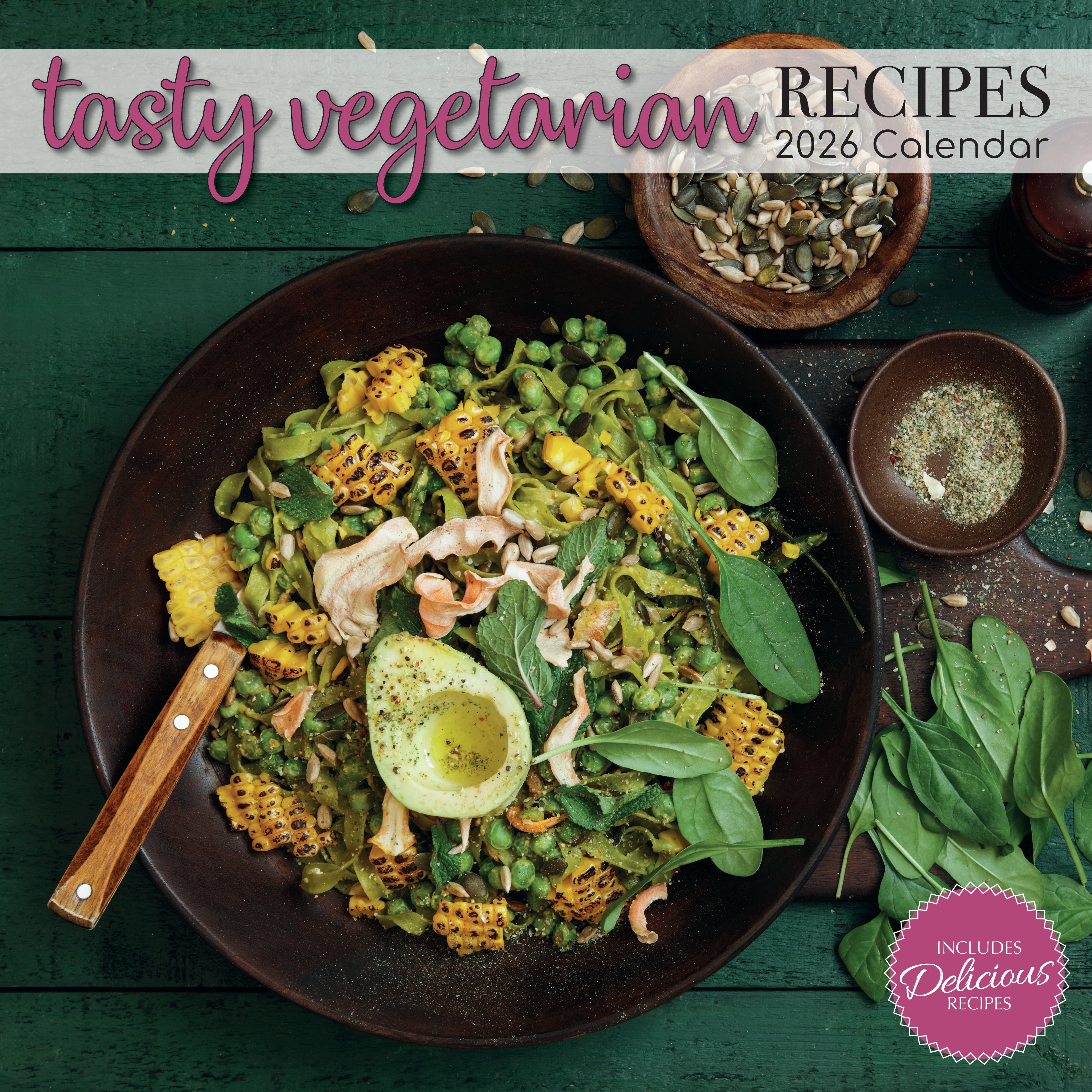 2026 Tasty Vegetarian Recipes - Square Wall Calendar