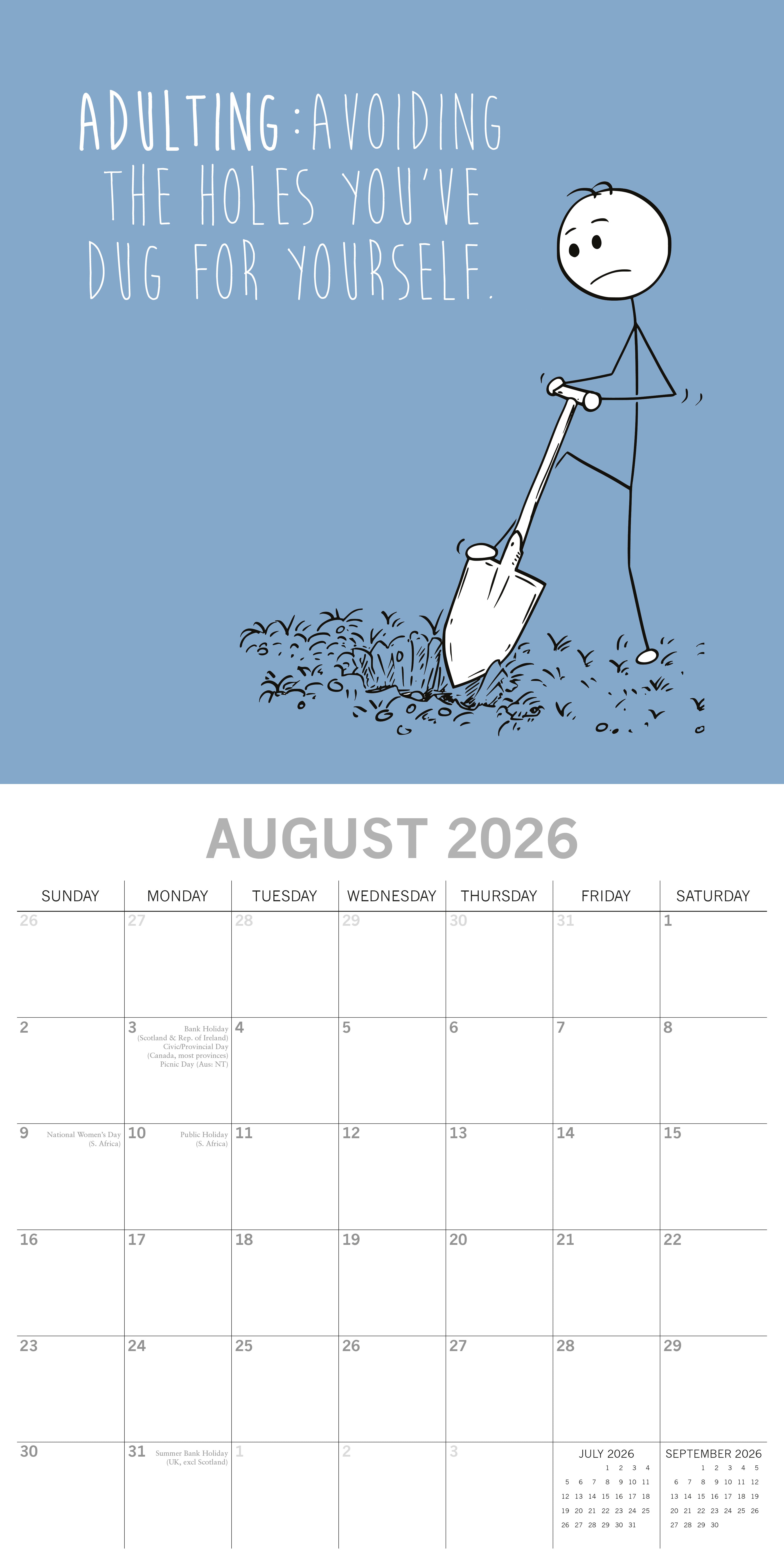 2026 The Scary Reality of Adulting - Square Wall Calendar