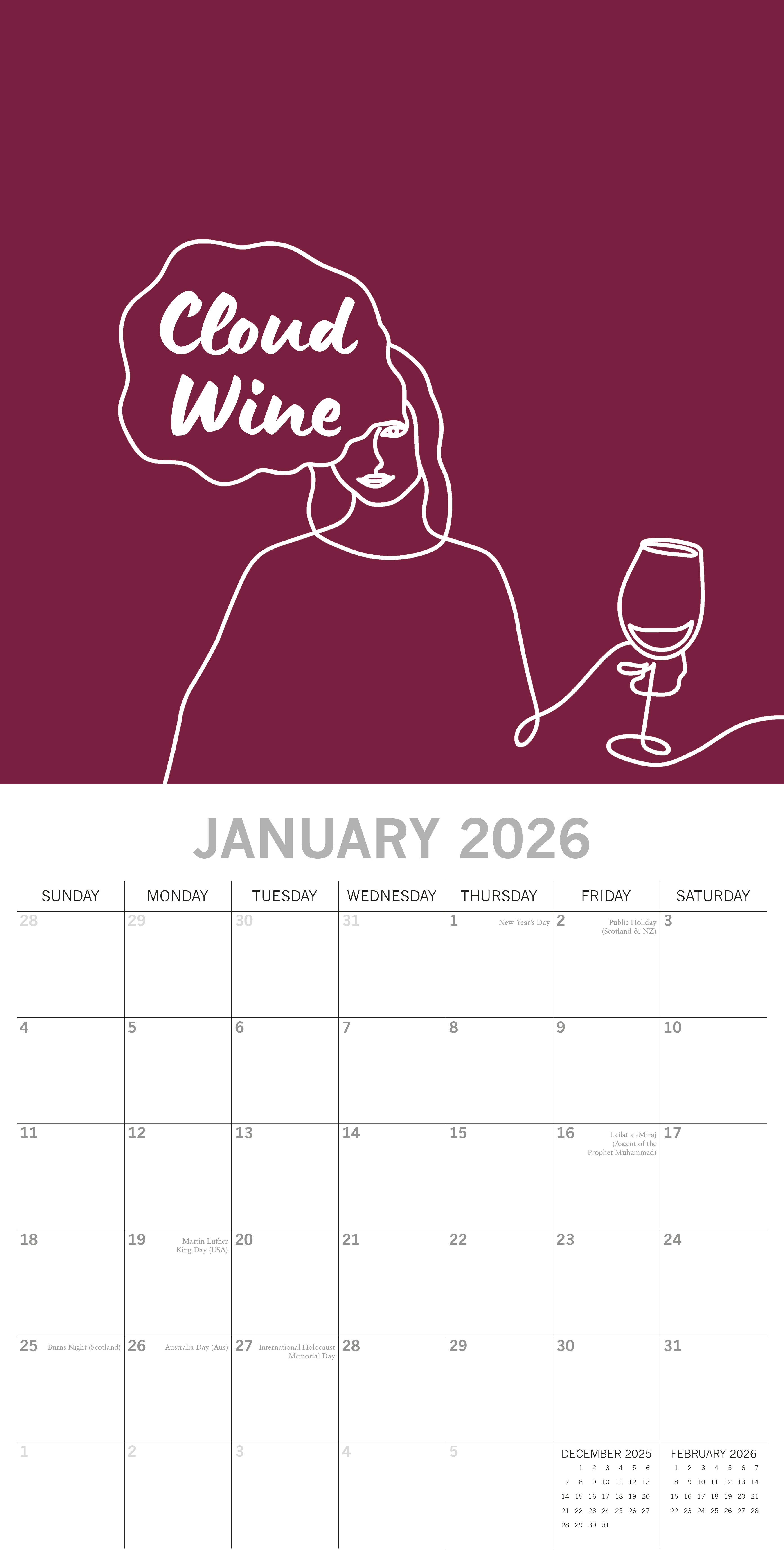 2026 Wine Signs - Square Wall Calendar
