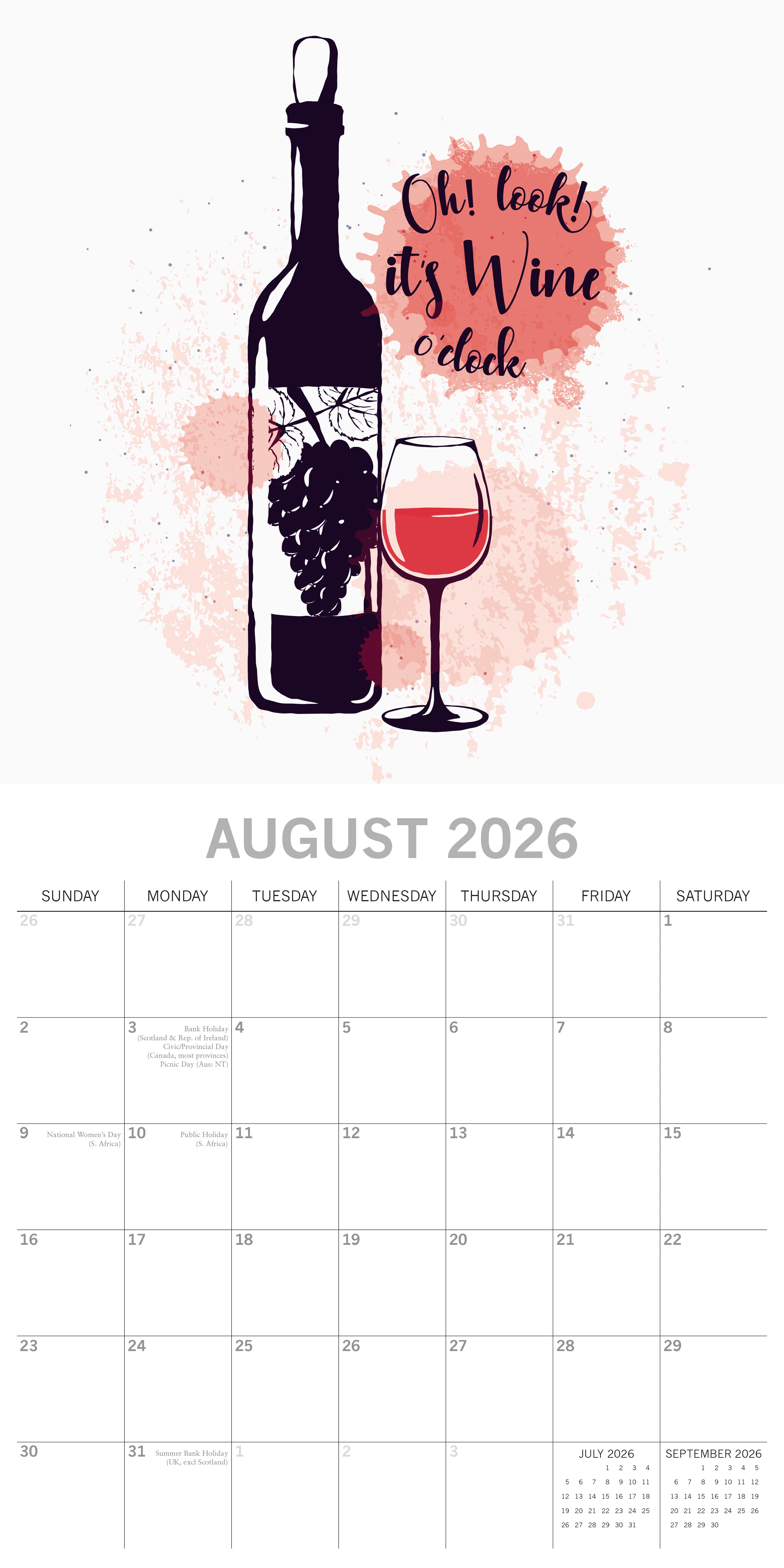 2026 Wine Signs - Square Wall Calendar