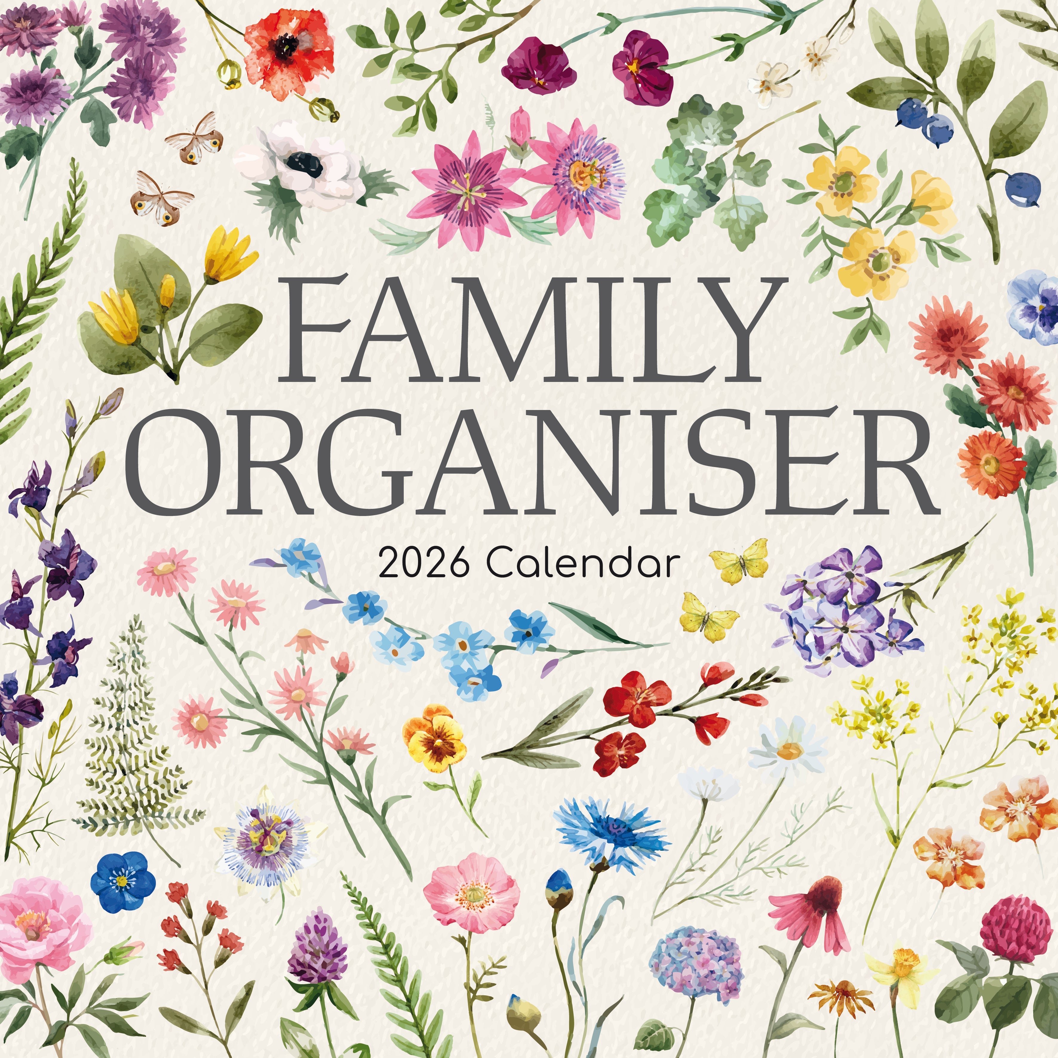 2026 Floral Family Organiser - Square Wall Calendar
