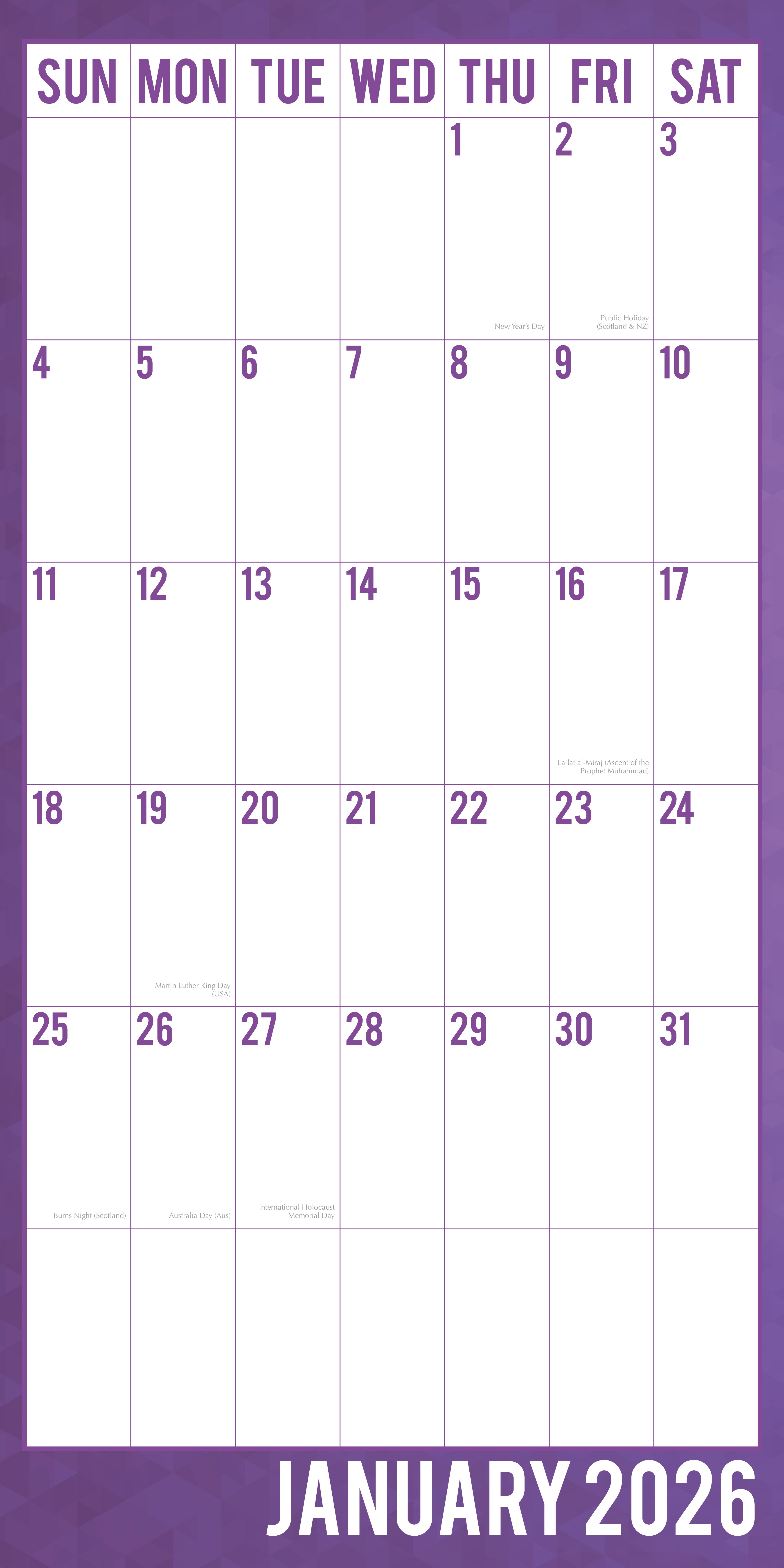 2026 Large Print Calendar - Square Wall Calendar