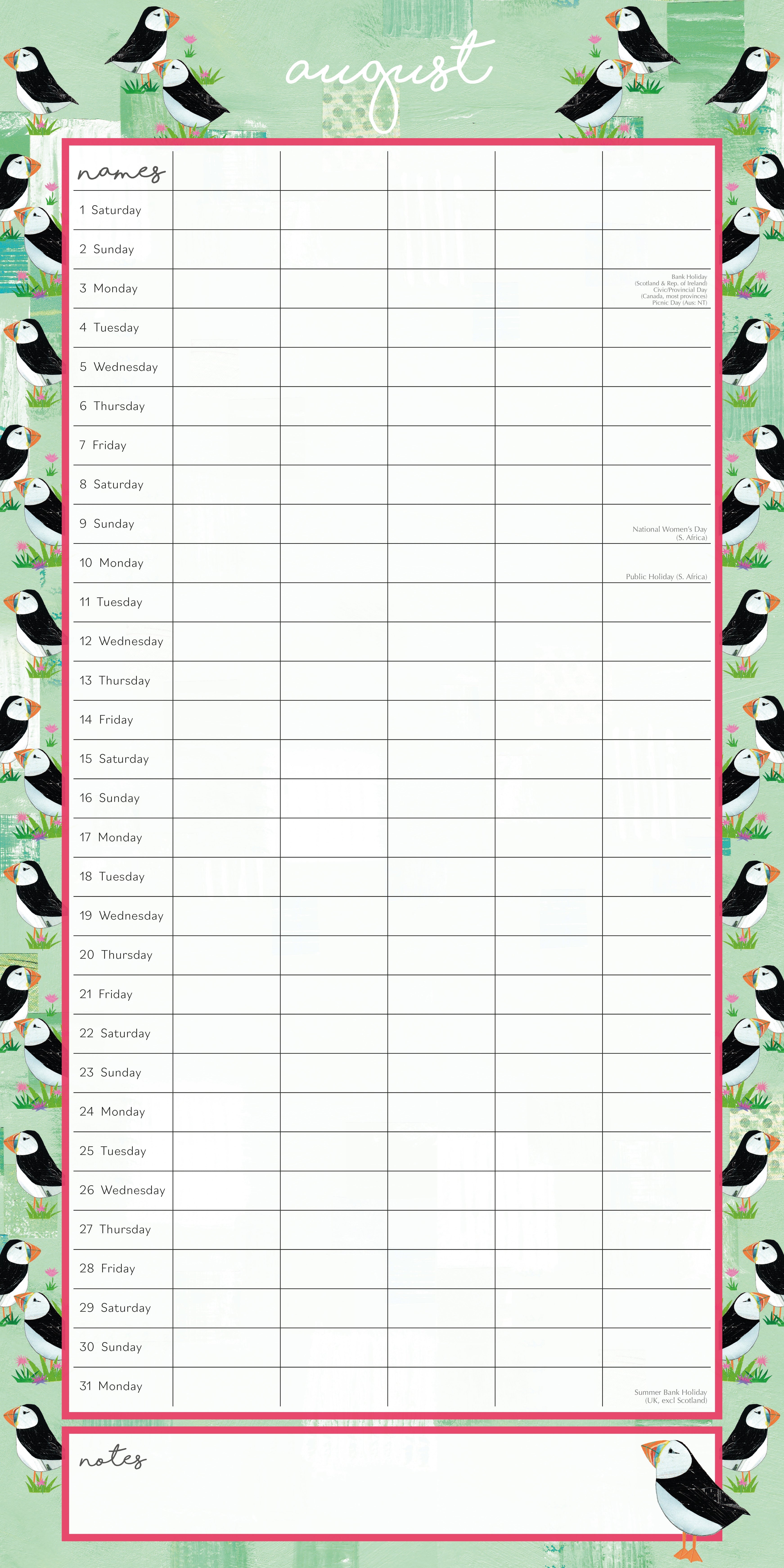 2026 Sea Breeze Family Organiser - Square Wall Calendar