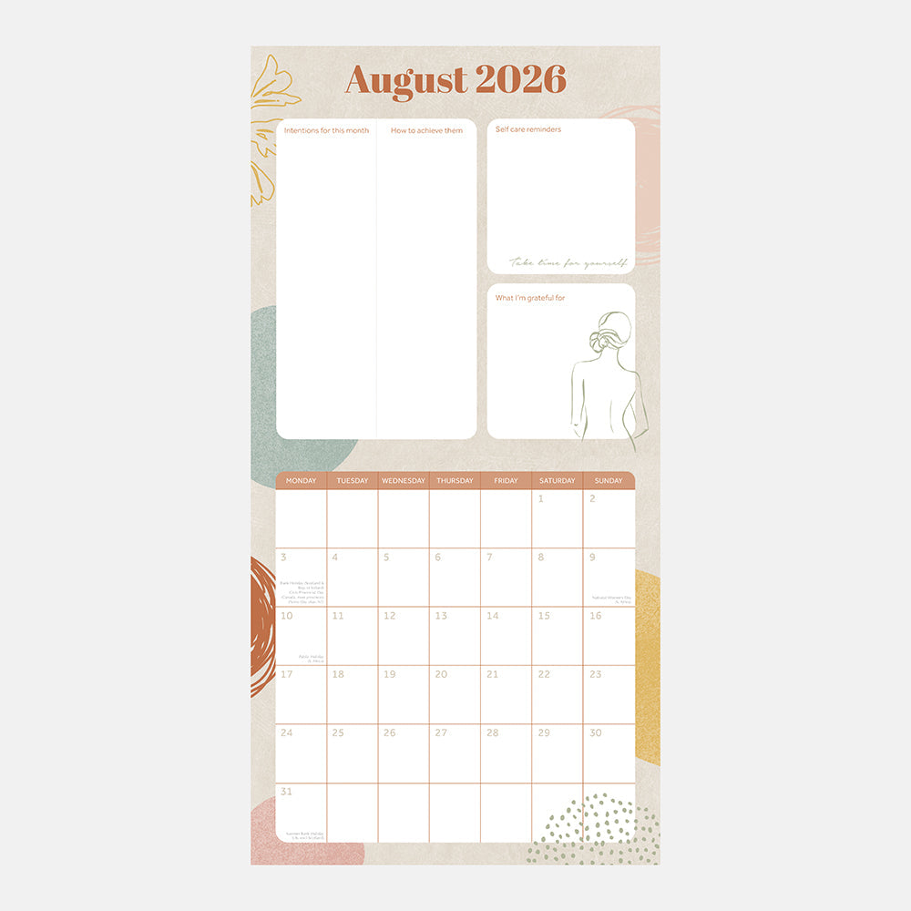 2026 Wellness Planner - Square Wall Calendar