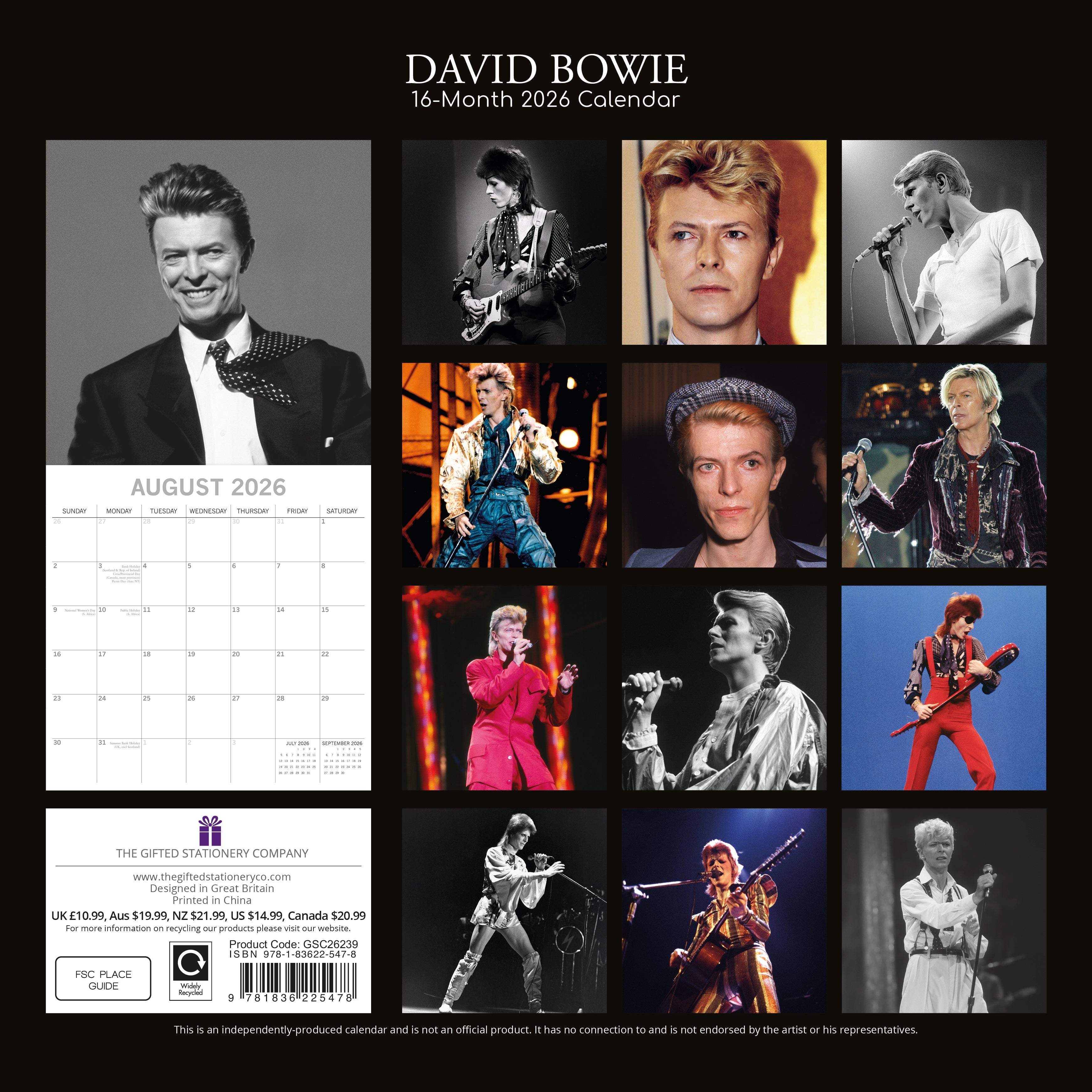 2026 David Bowie - Square Wall Calendar
