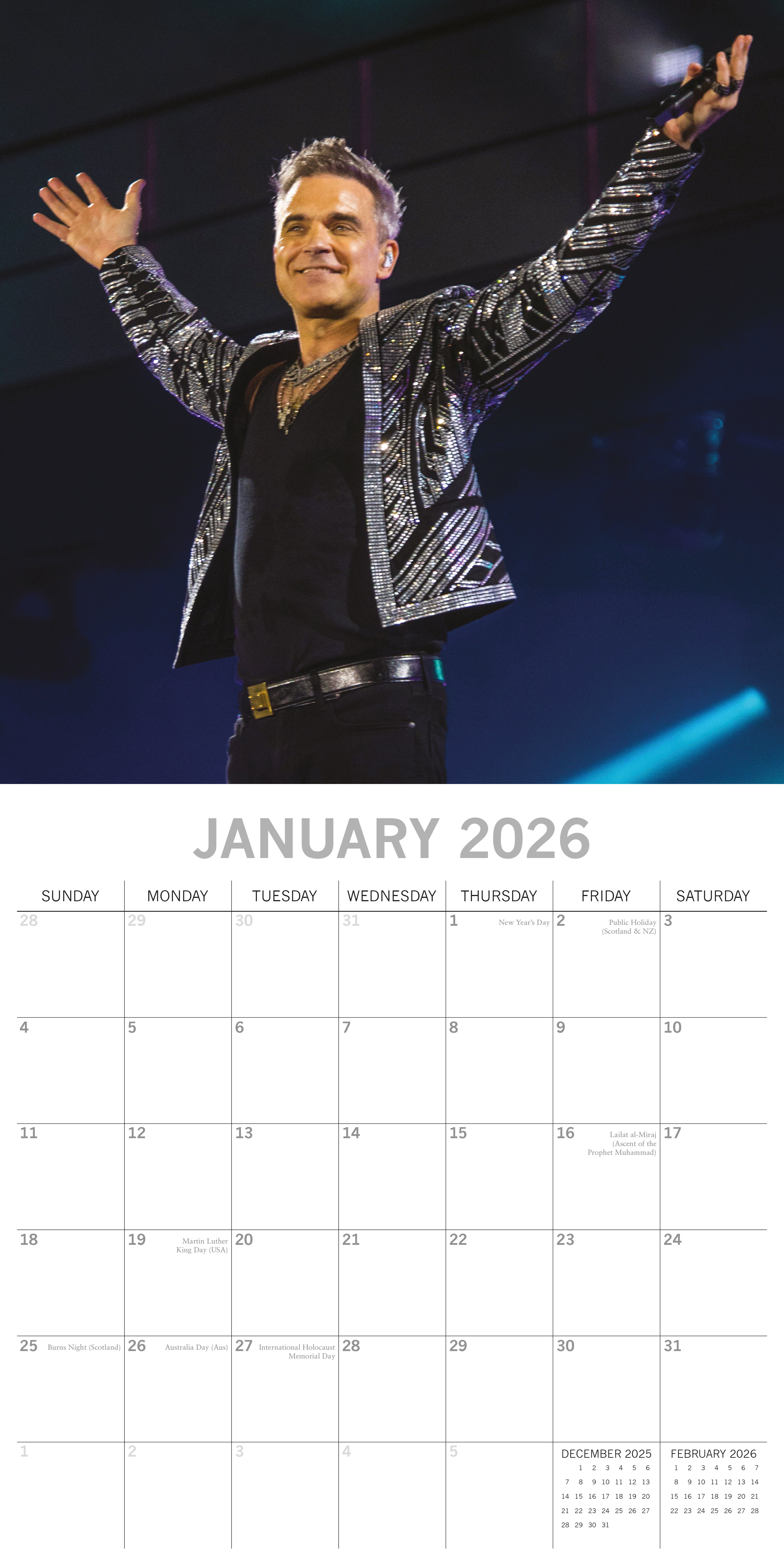 2026 Robbie Williams - Square Wall Calendar