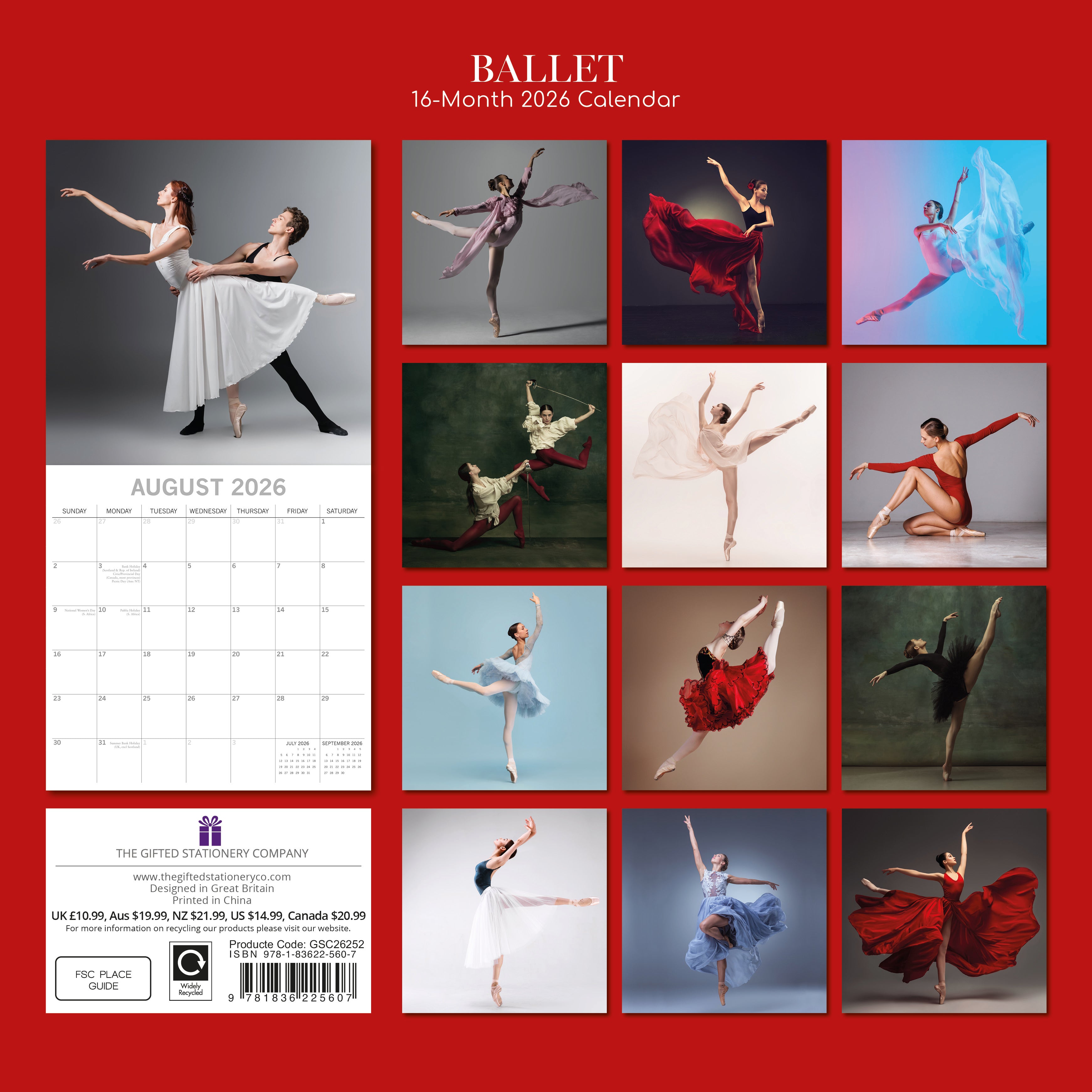 2026 Ballet - Square Wall Calendar