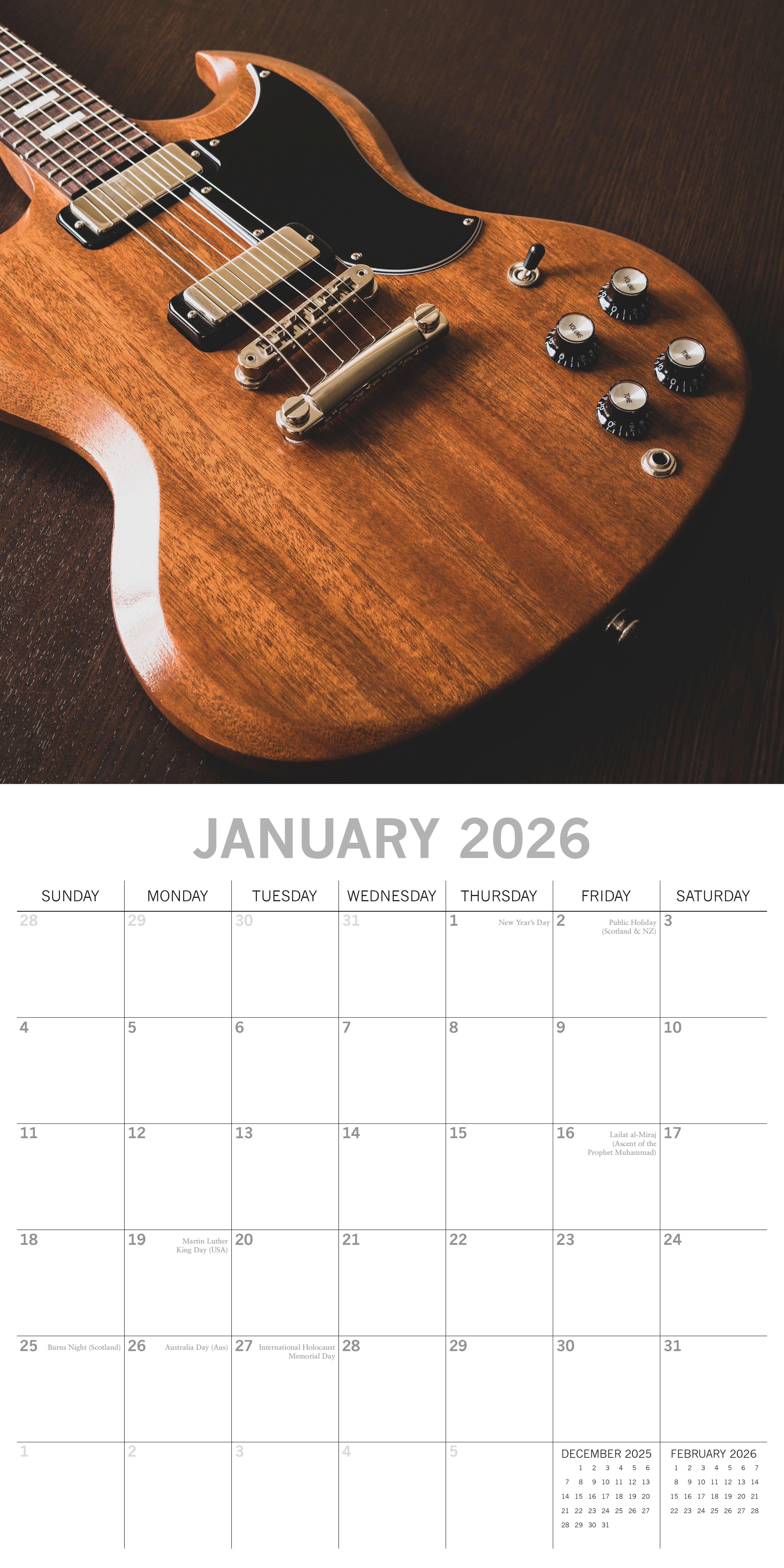 2026 Iconic Guitars - Square Wall Calendar