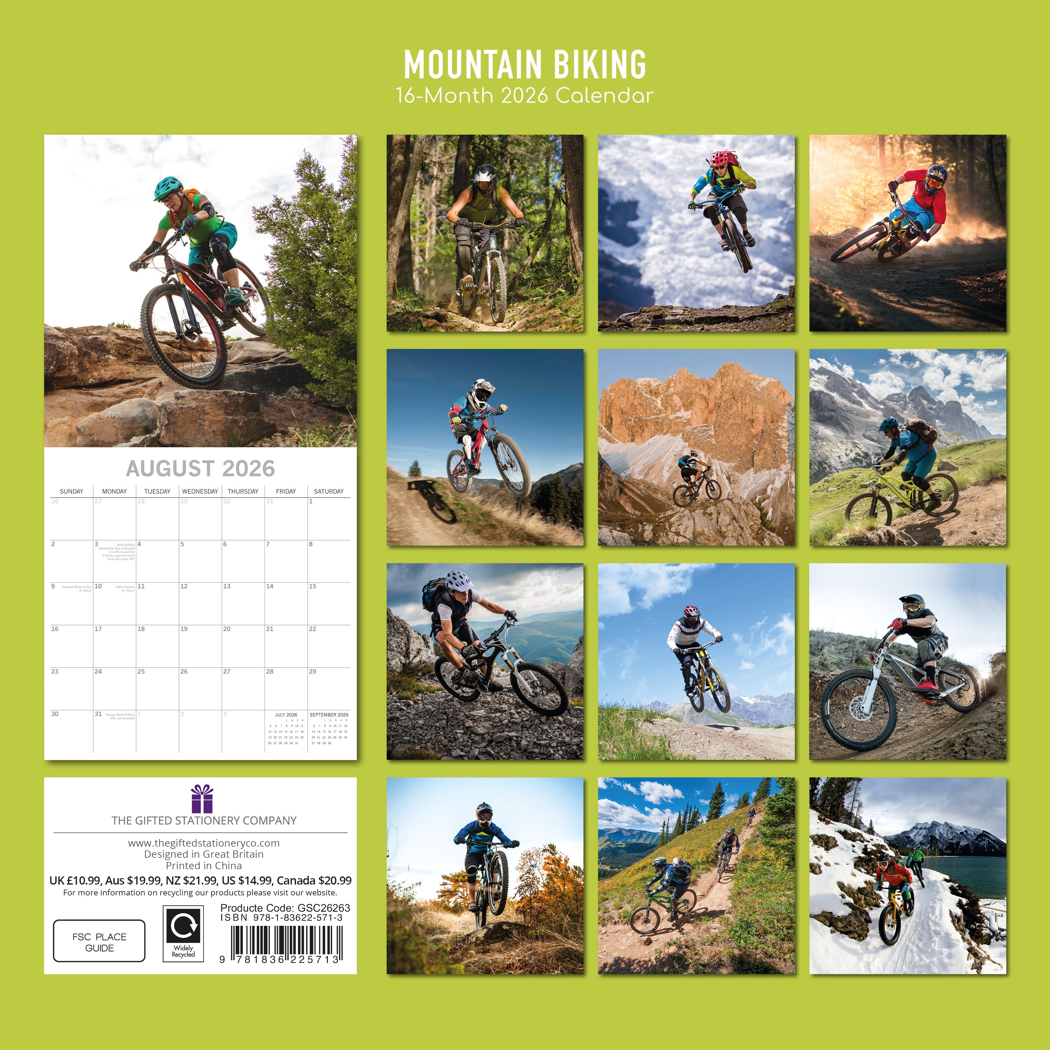 2026 Mountain Biking - Square Wall Calendar