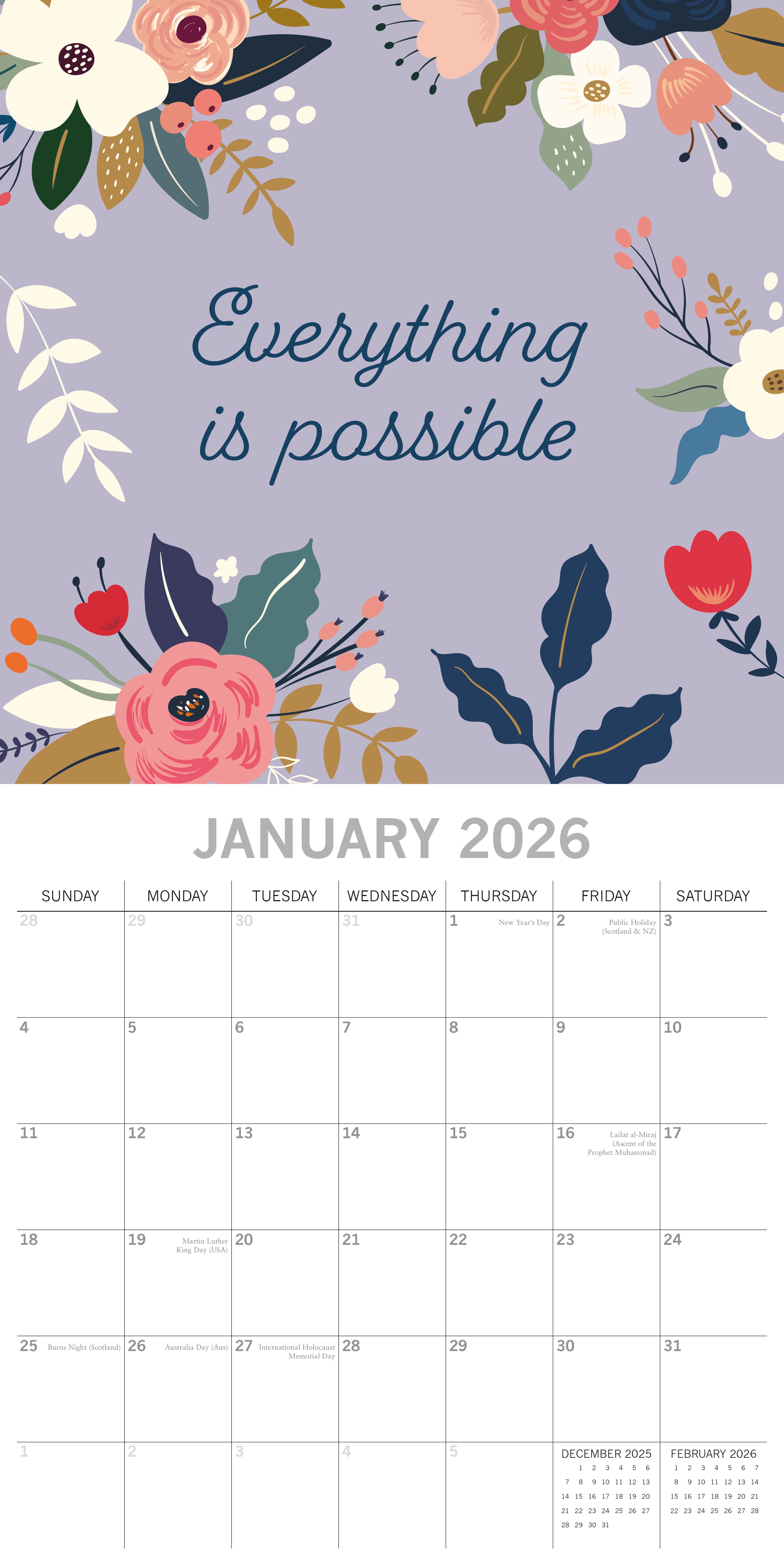 2026 Positively Powerful - Square Wall Calendar