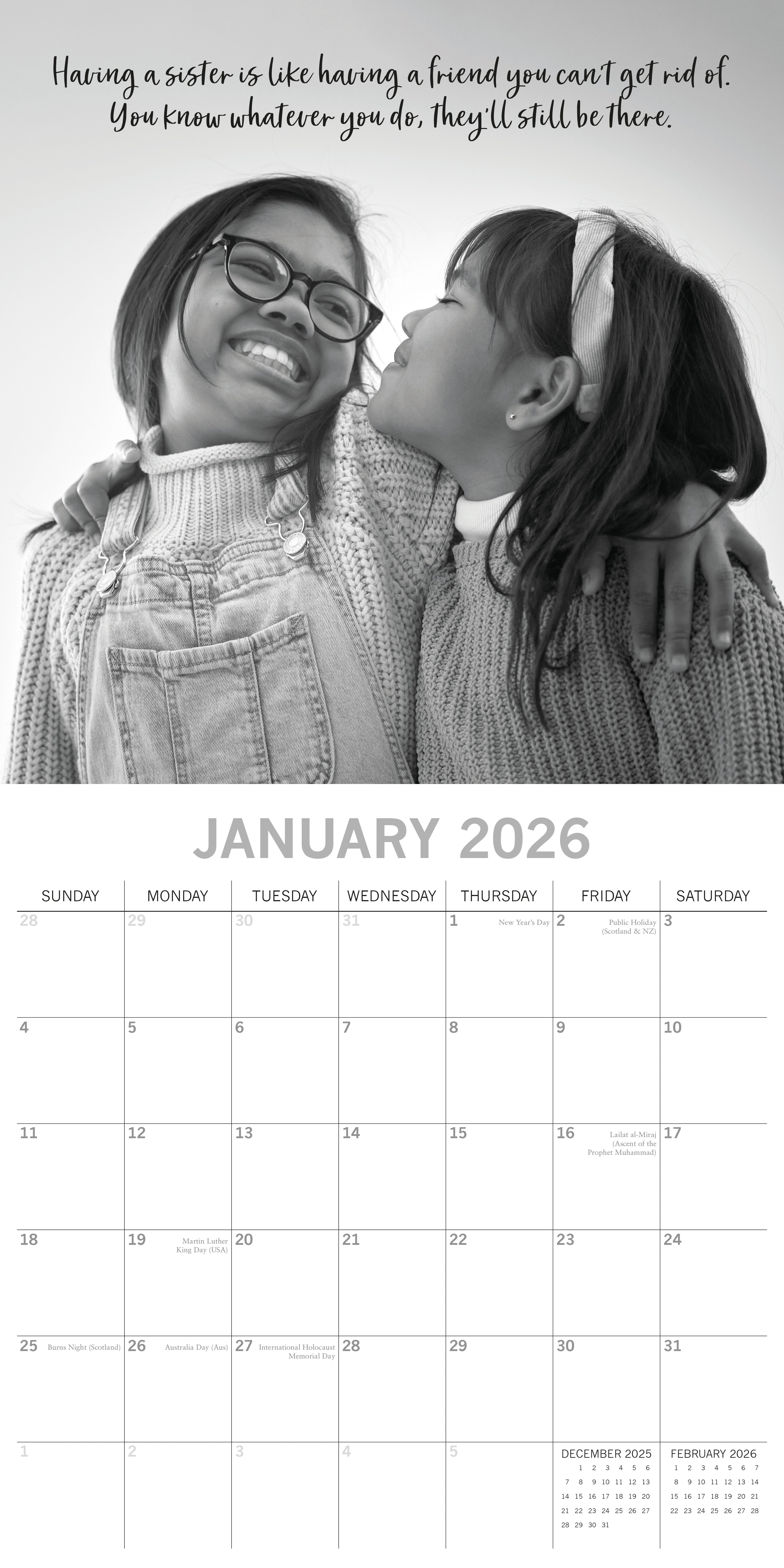 2026 Sisters - Square Wall Calendar