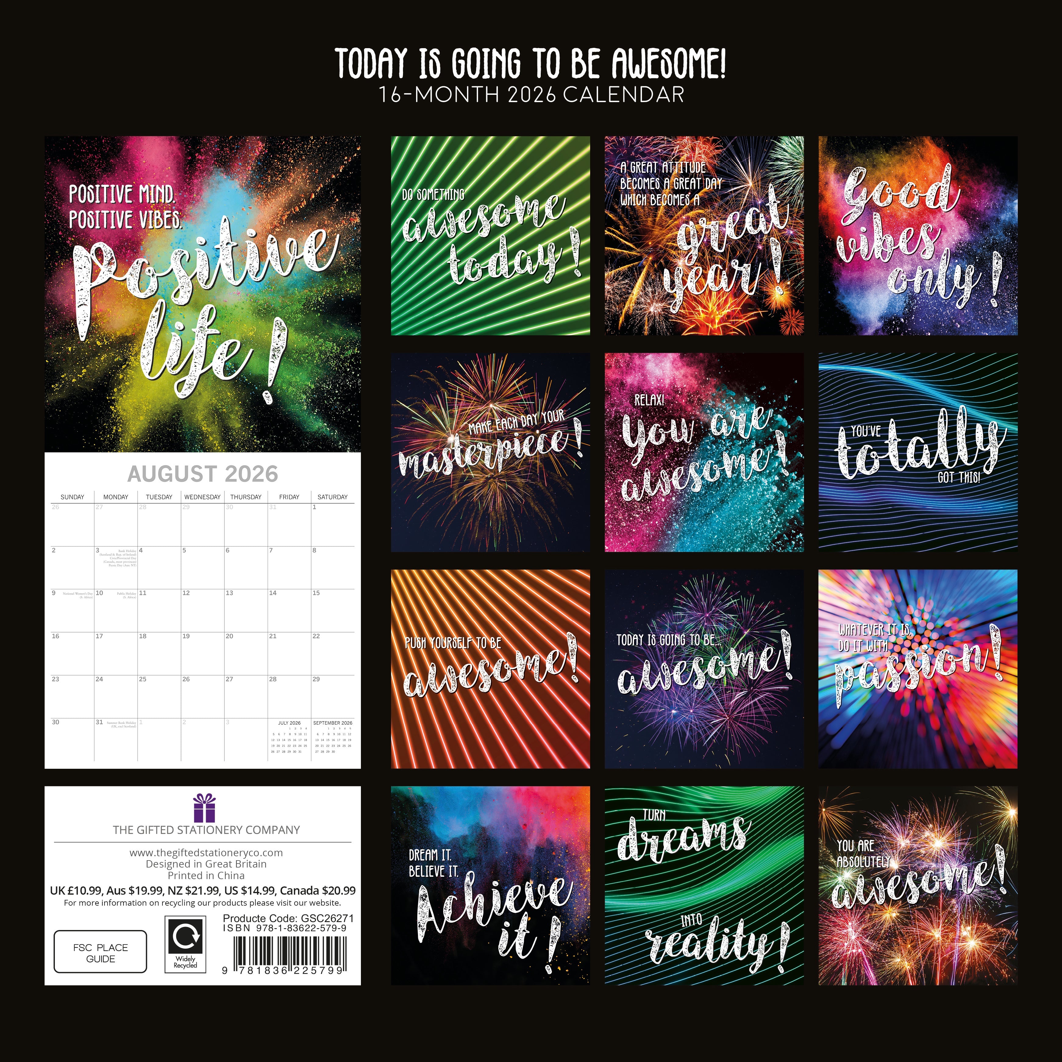 2026 Today is going to be Awesome - Square Wall Calendar