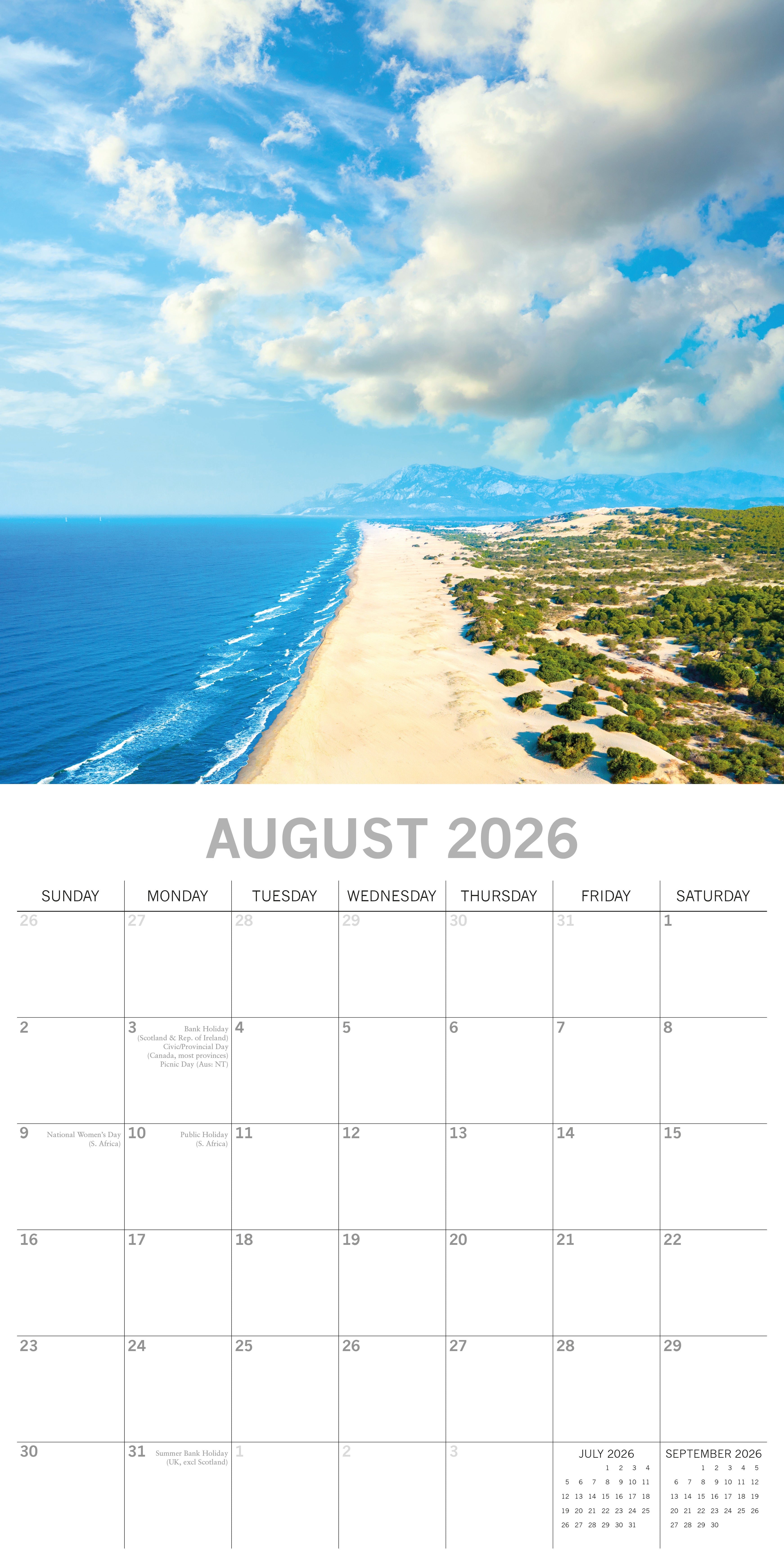 2026 Beaches - Square Wall Calendar