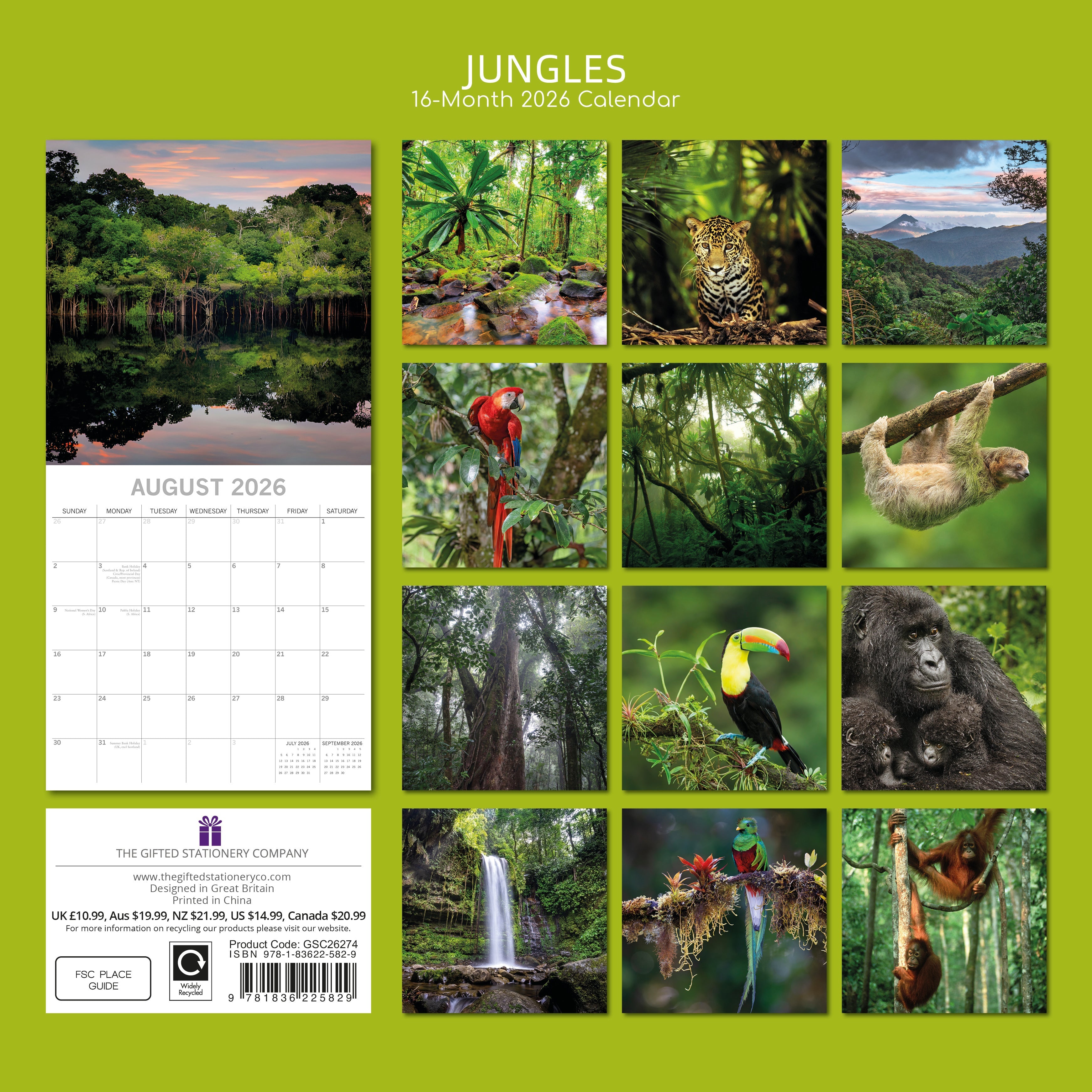 2026 Jungles - Square Wall Calendar