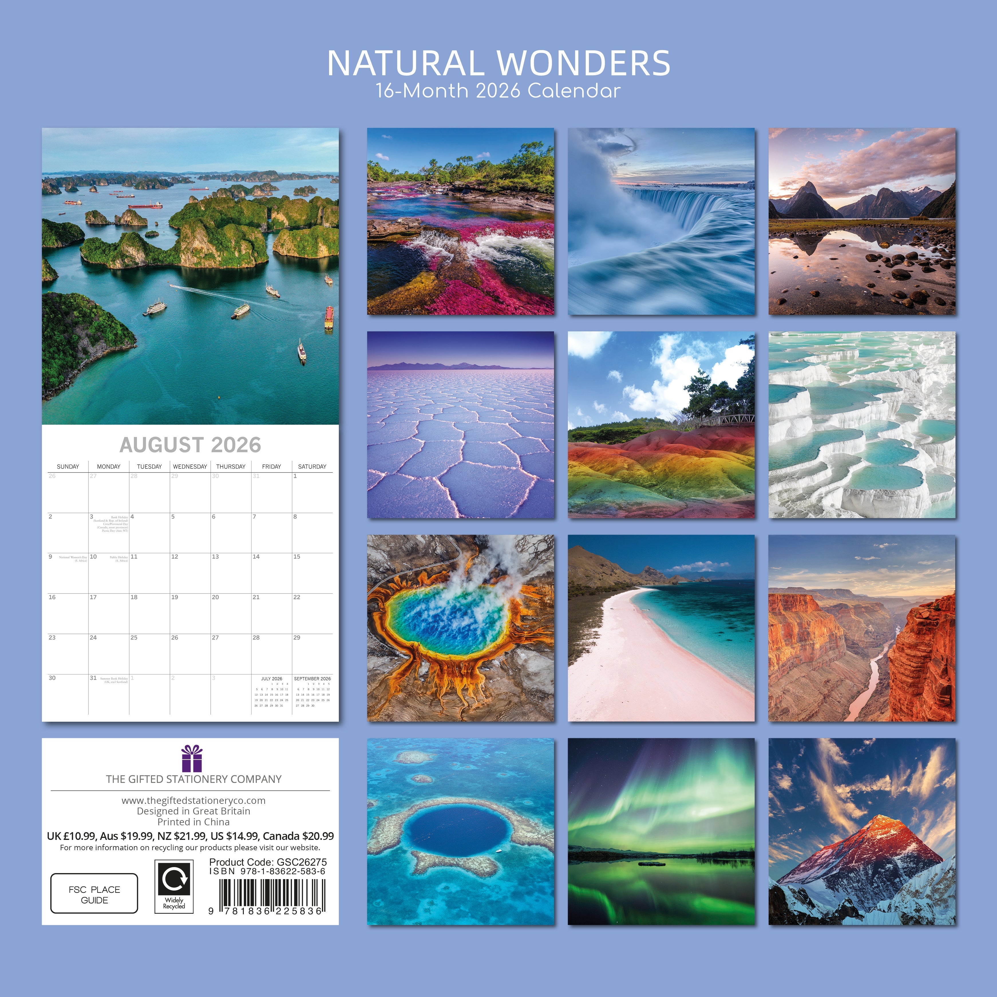 2026 Natural Wonders - Square Wall Calendar