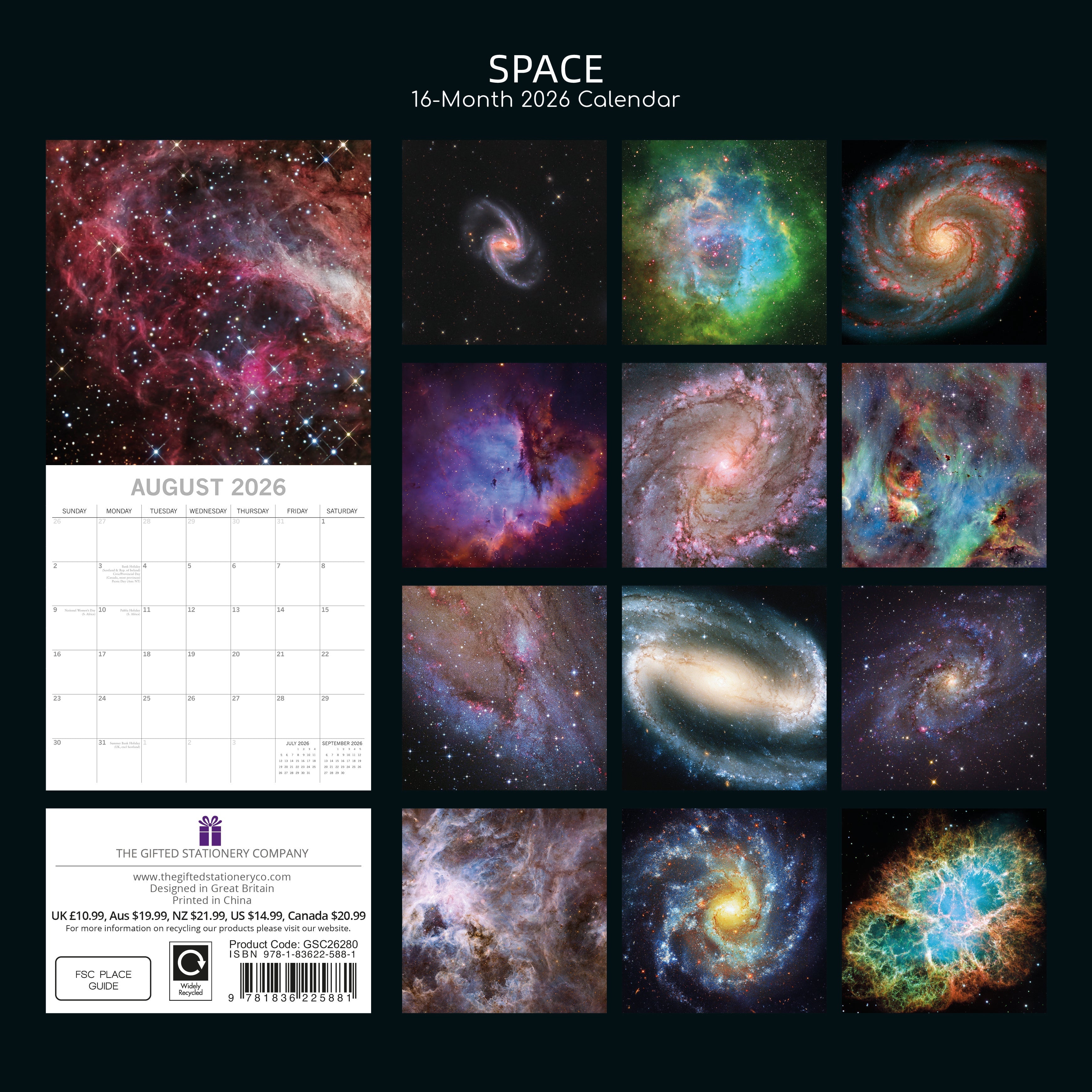 2026 Space - Square Wall Calendar