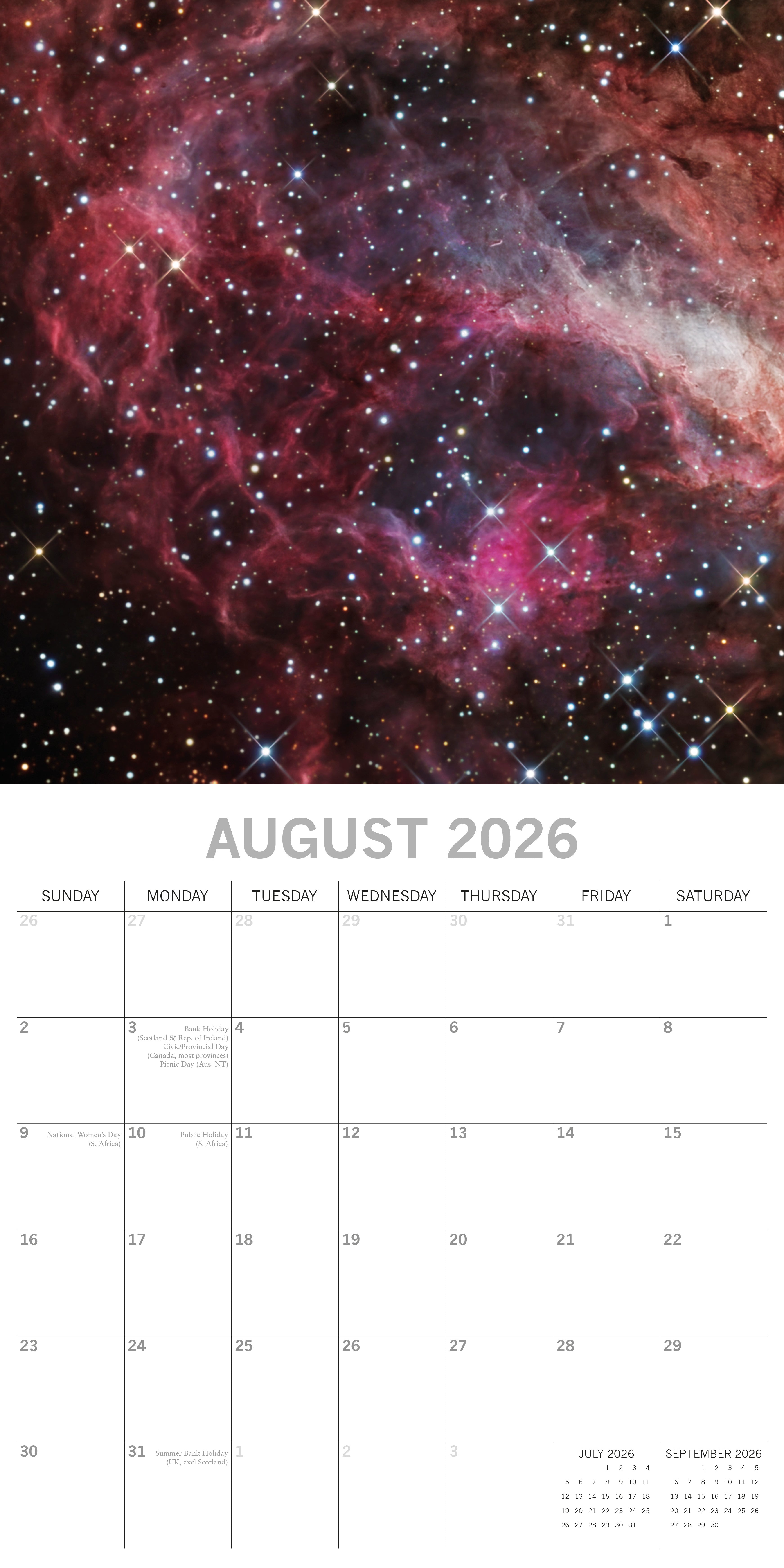 2026 Space - Square Wall Calendar
