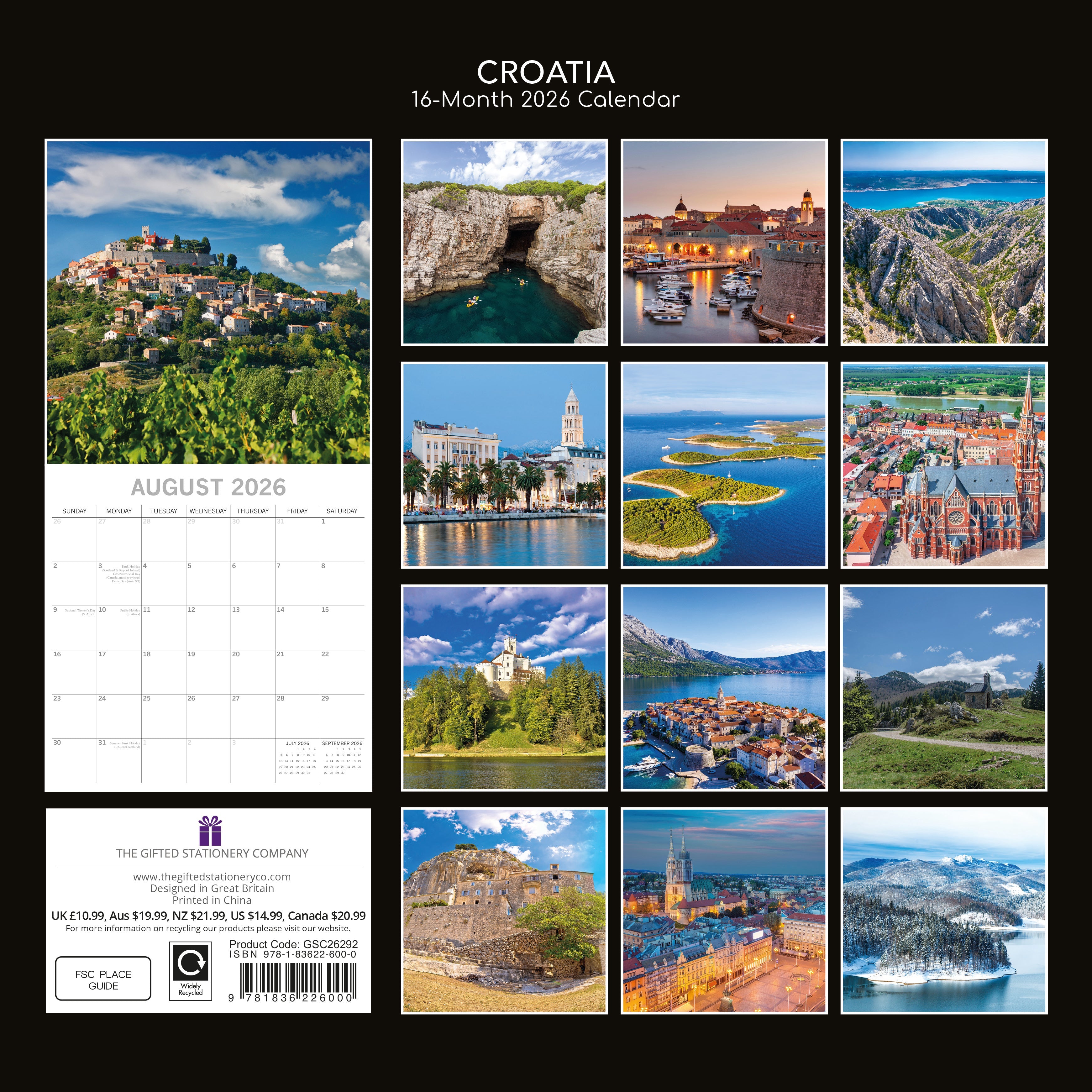 2026 Croatia - Square Wall Calendar