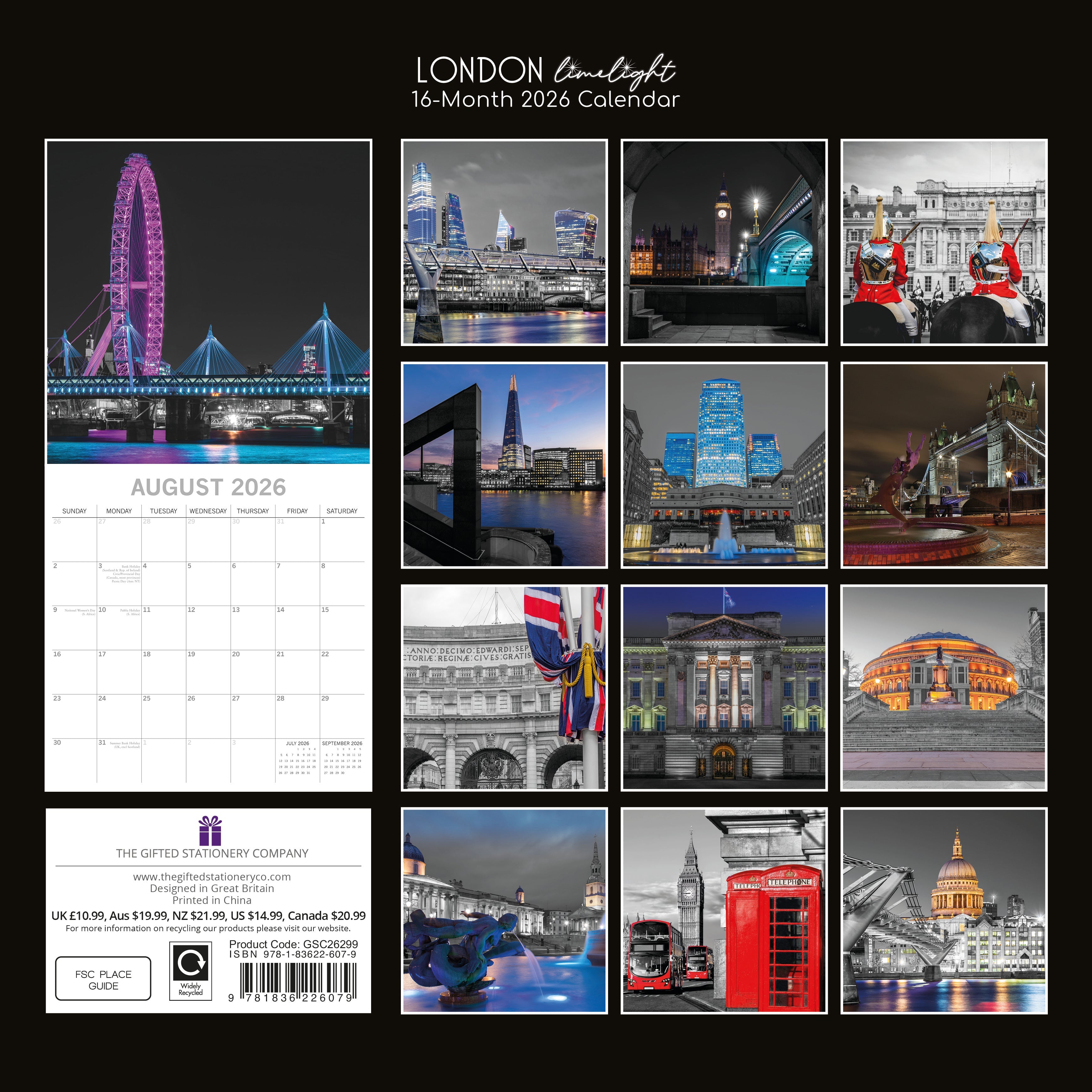 2026 London Limelight - Square Wall Calendar