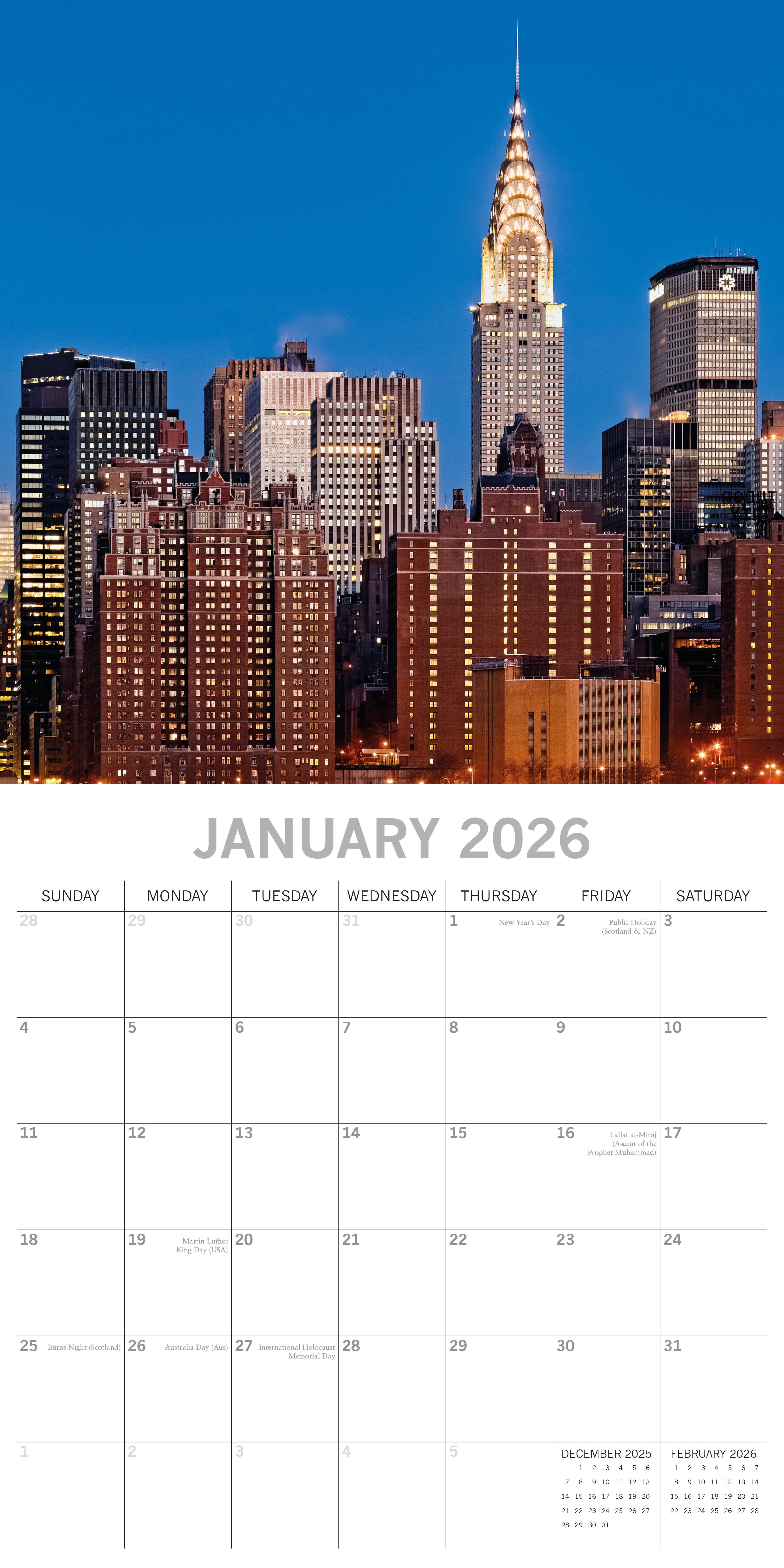 2026 New York - Square Wall Calendar