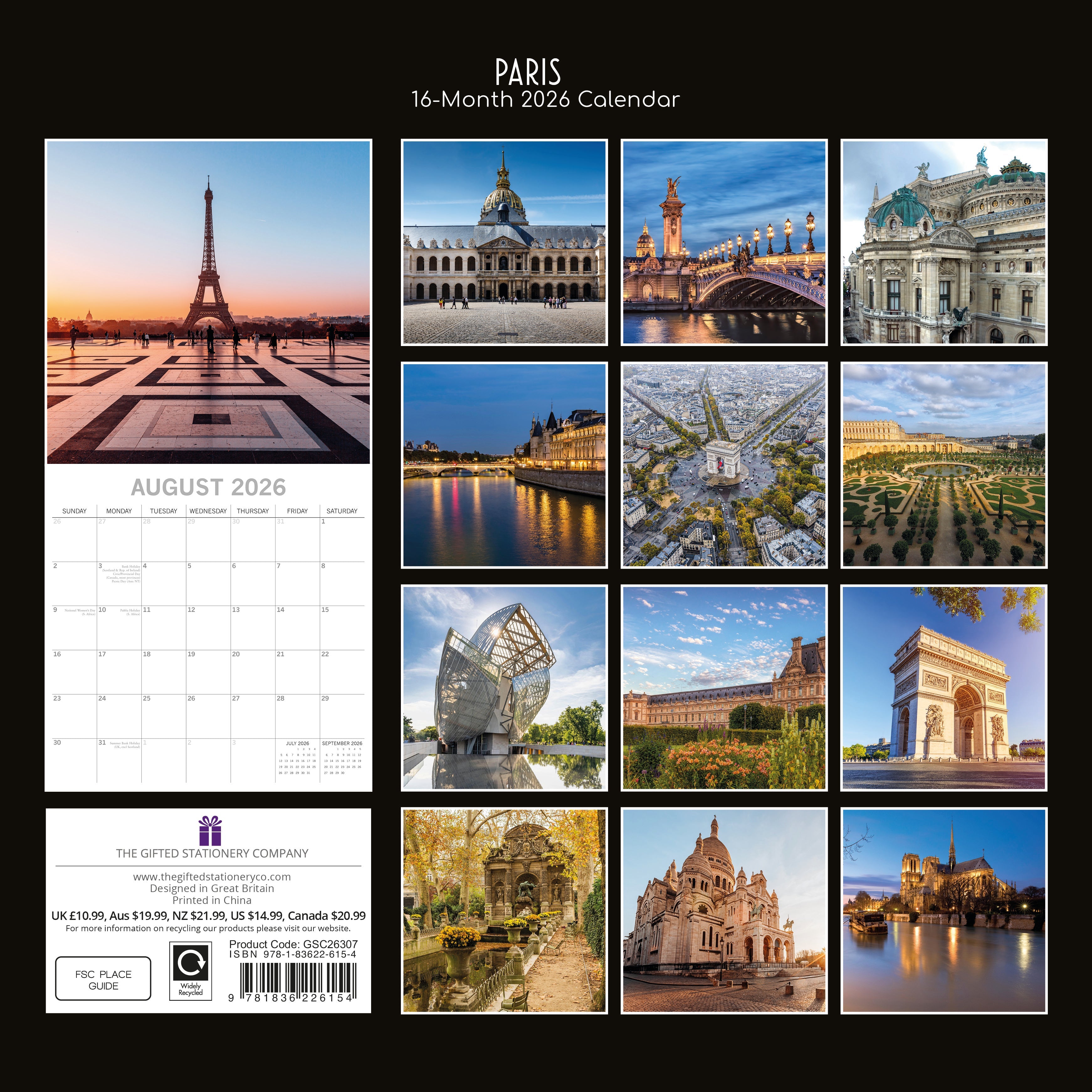 2026 Paris - Square Wall Calendar