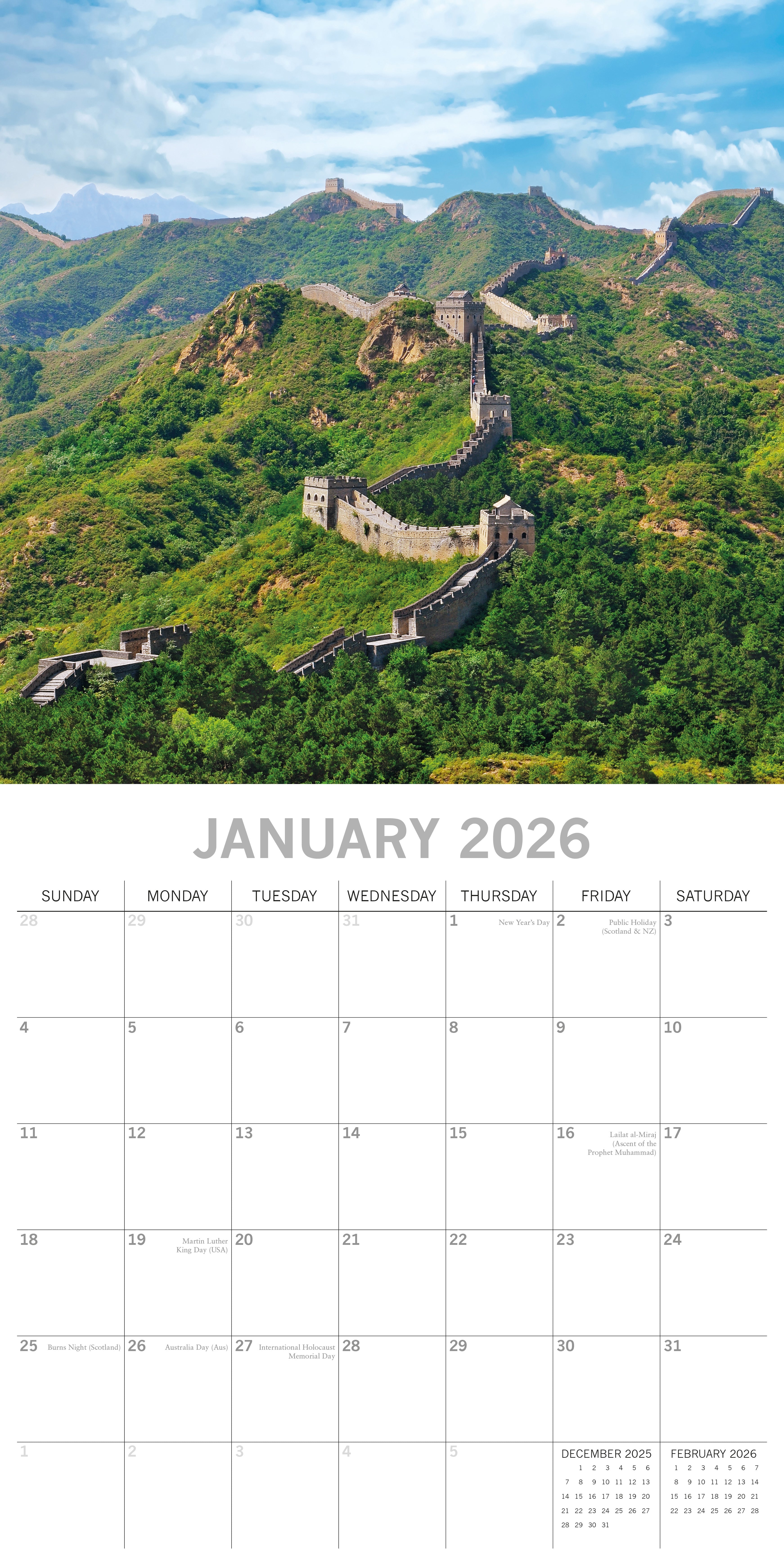 2026 Wonders of the World - Square Wall Calendar