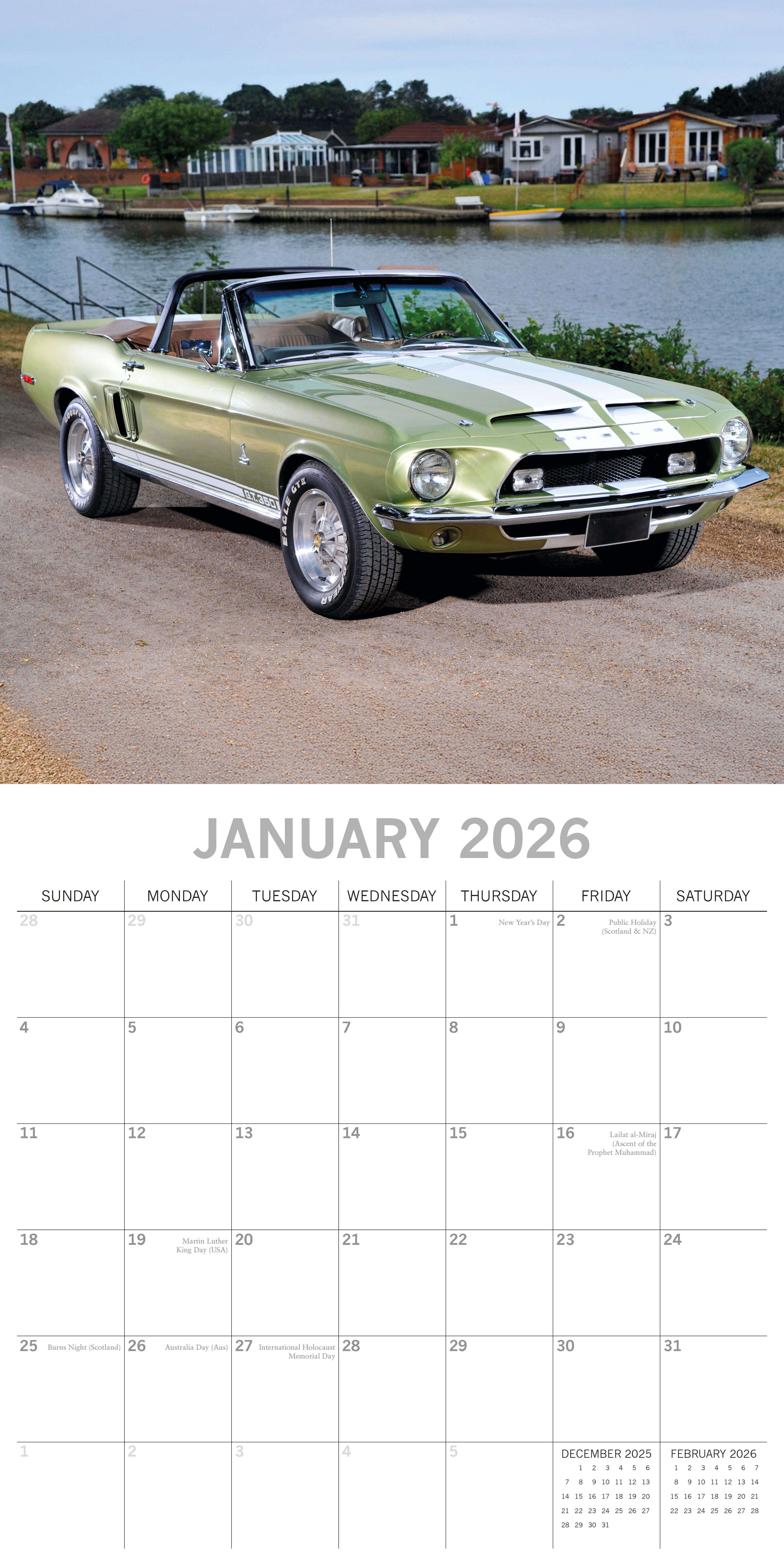 2026 American Muscle Cars - Square Wall Calendar
