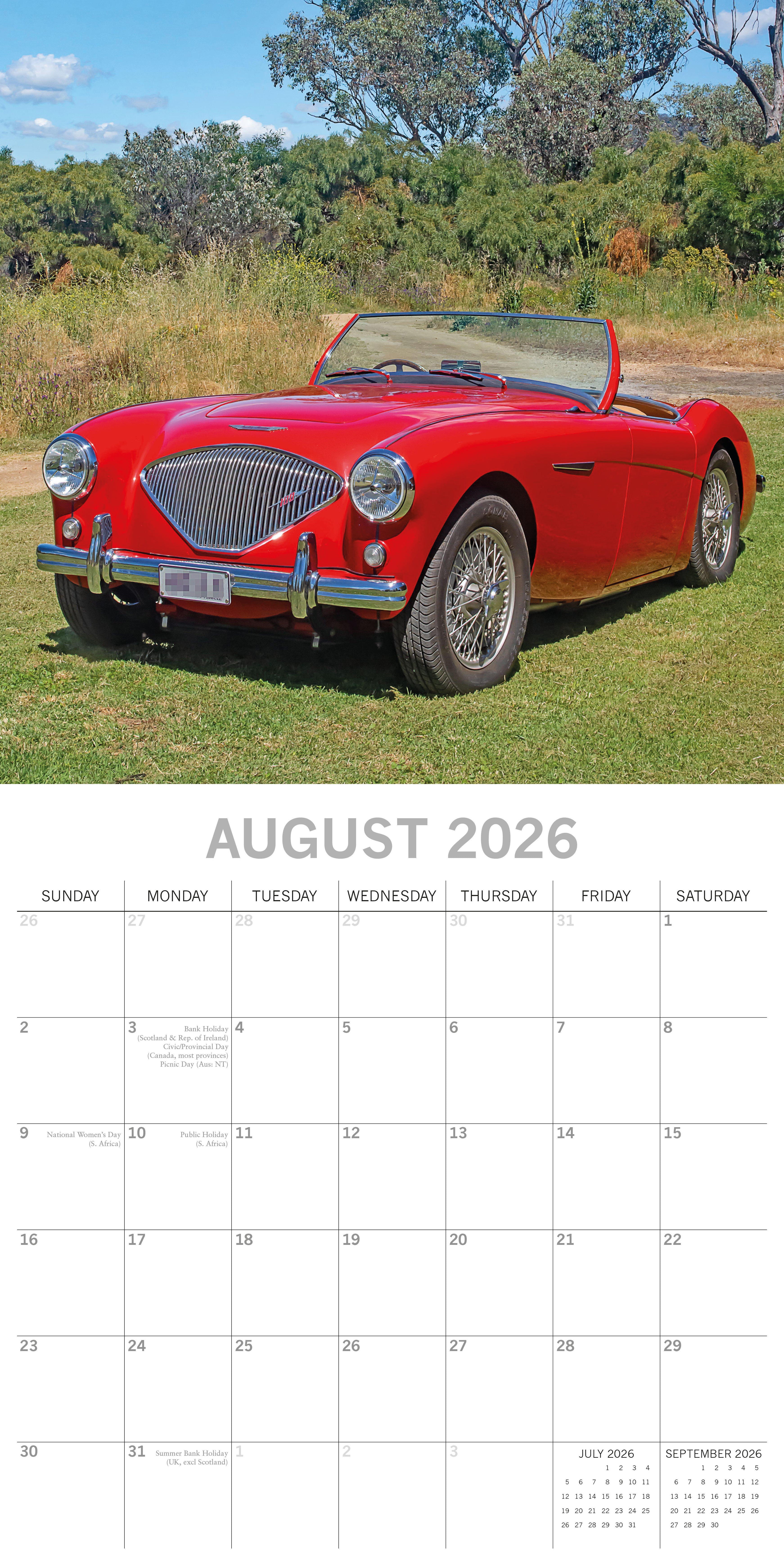 2026 Classic Cars - Square Wall Calendar