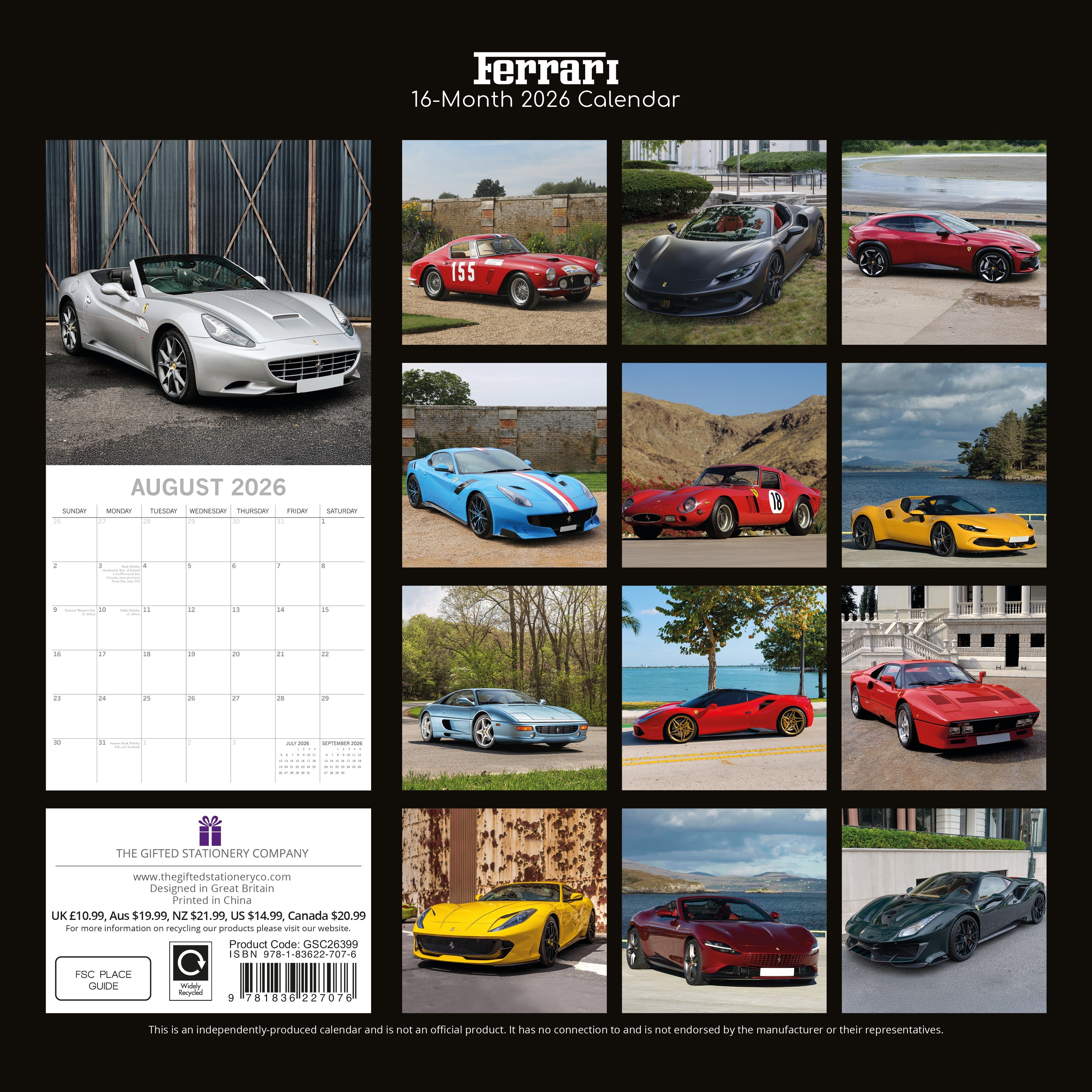 2026 Ferrari - Square Wall Calendar