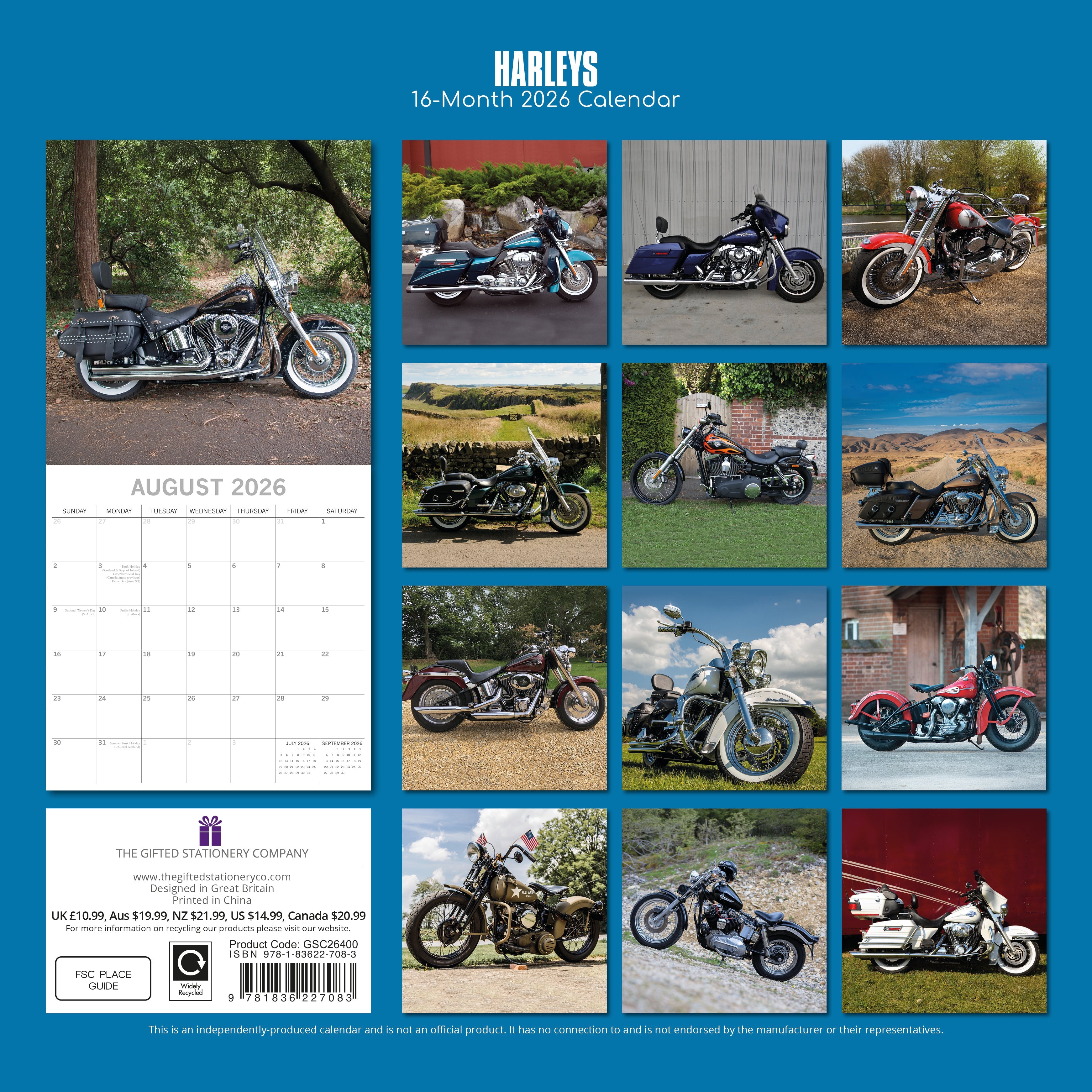 2026 Harleys - Square Wall Calendar
