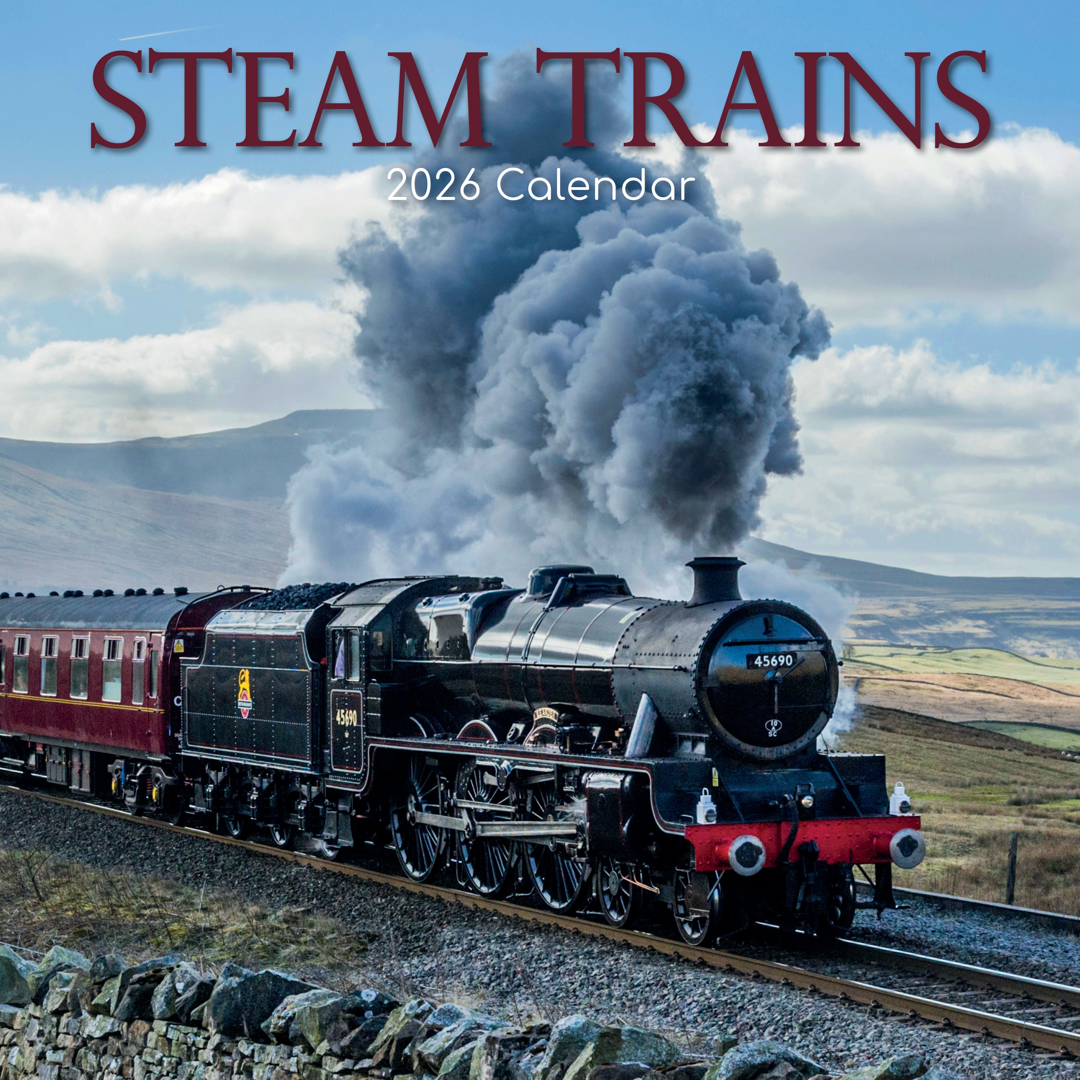 2026 Steam Trains - Square Wall Calendar