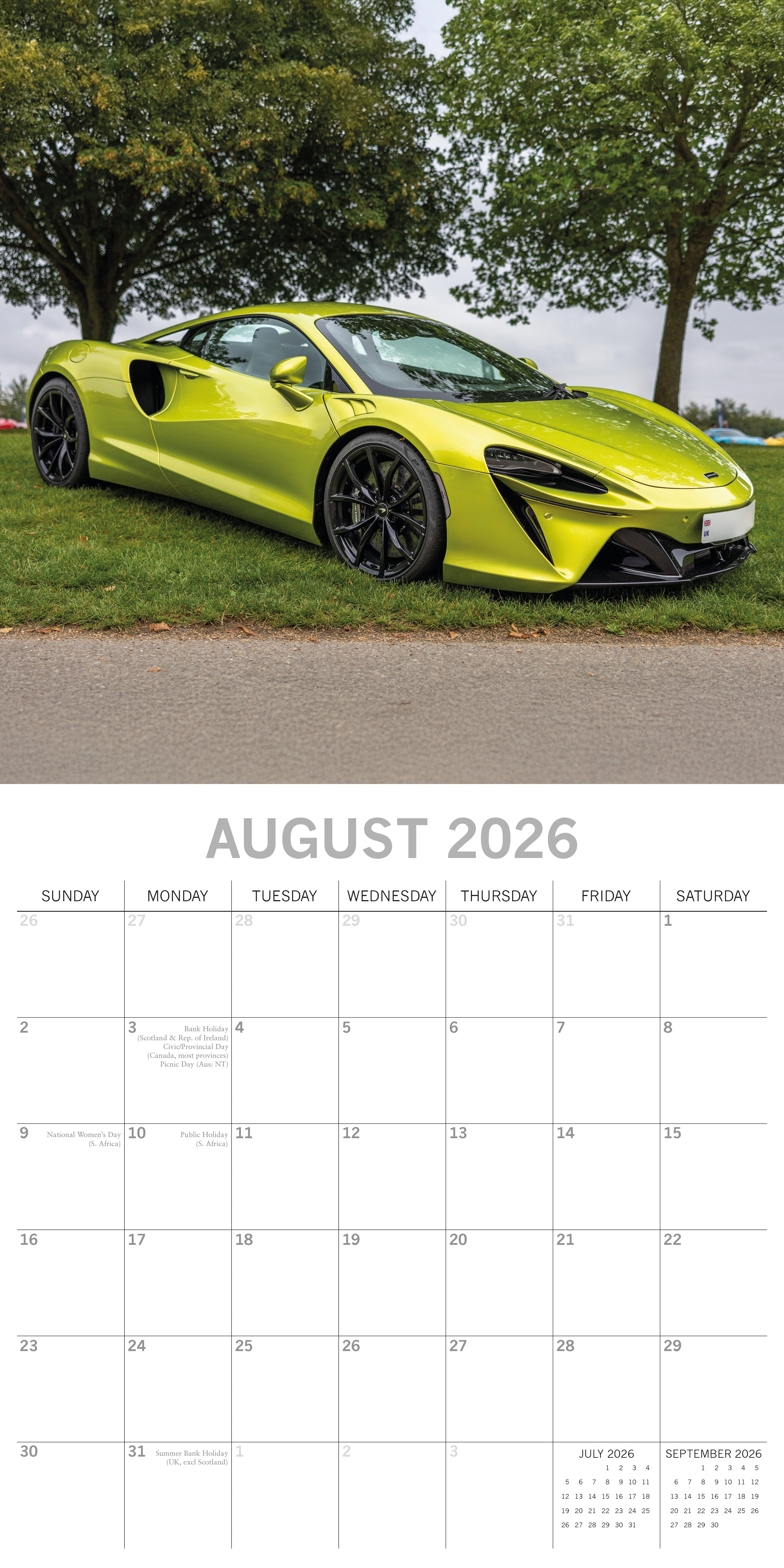 2026 Super Cars - Square Wall Calendar