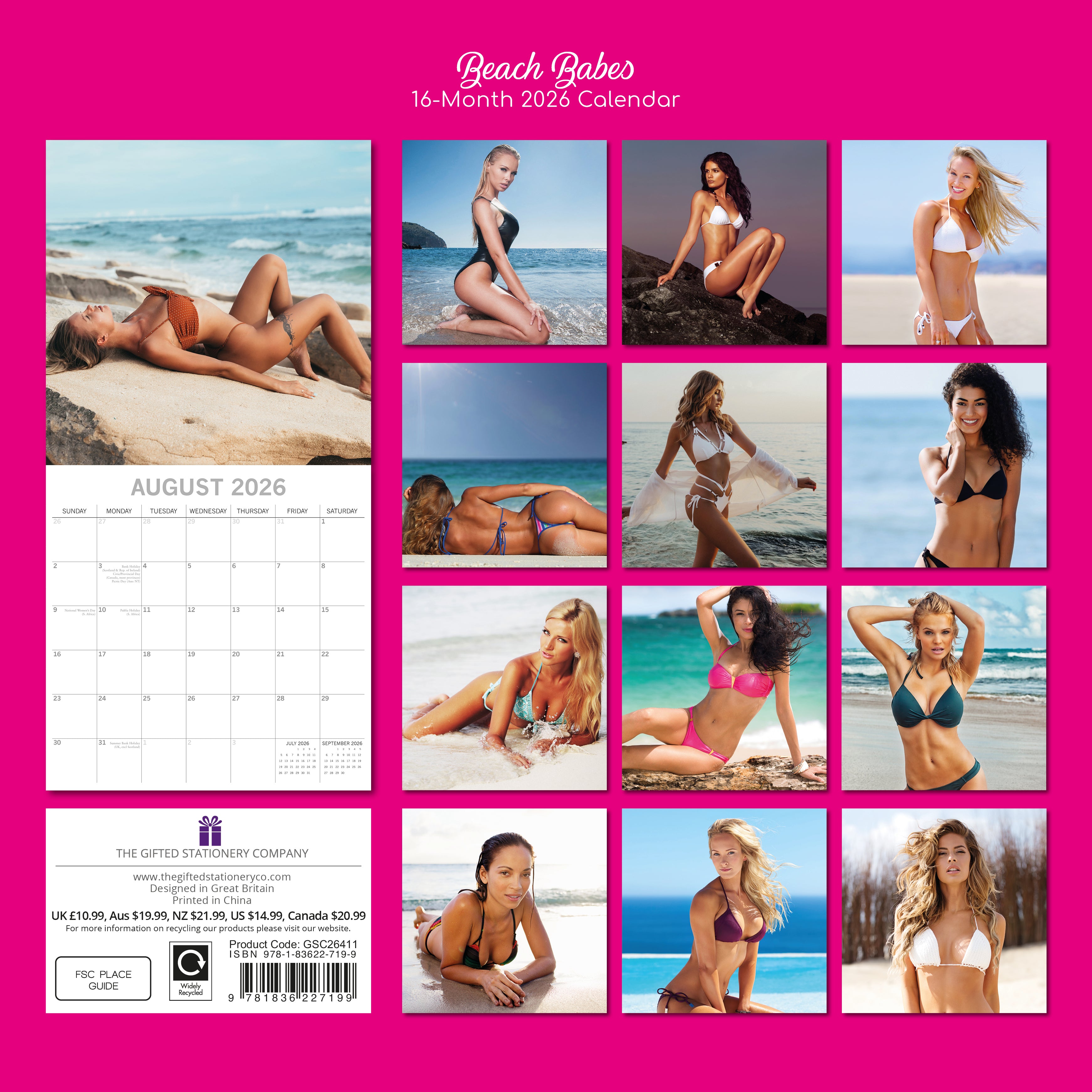 2026 Beach Babes - Square Wall Calendar