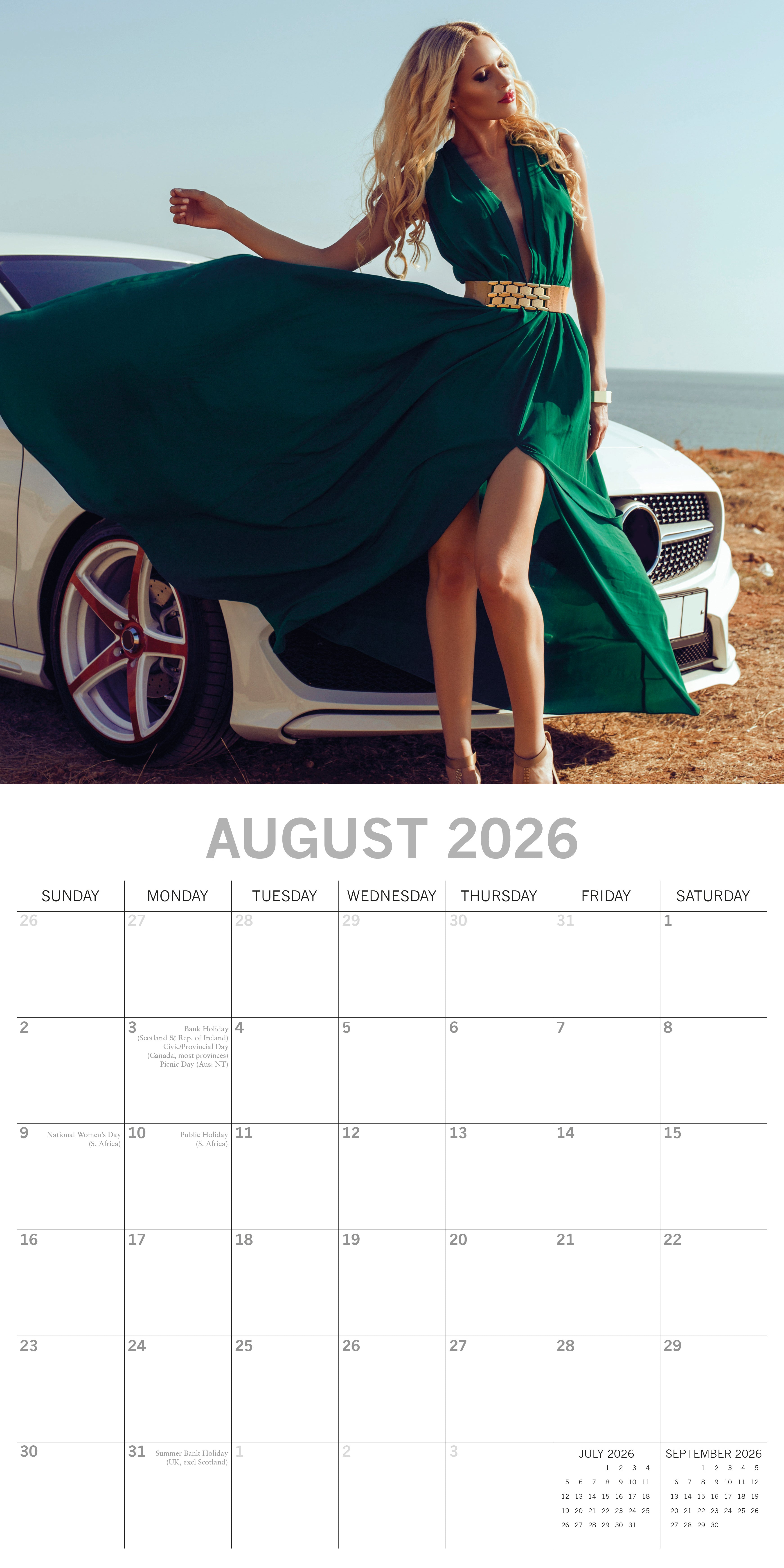2026 Girls & Cars - Square Wall Calendar