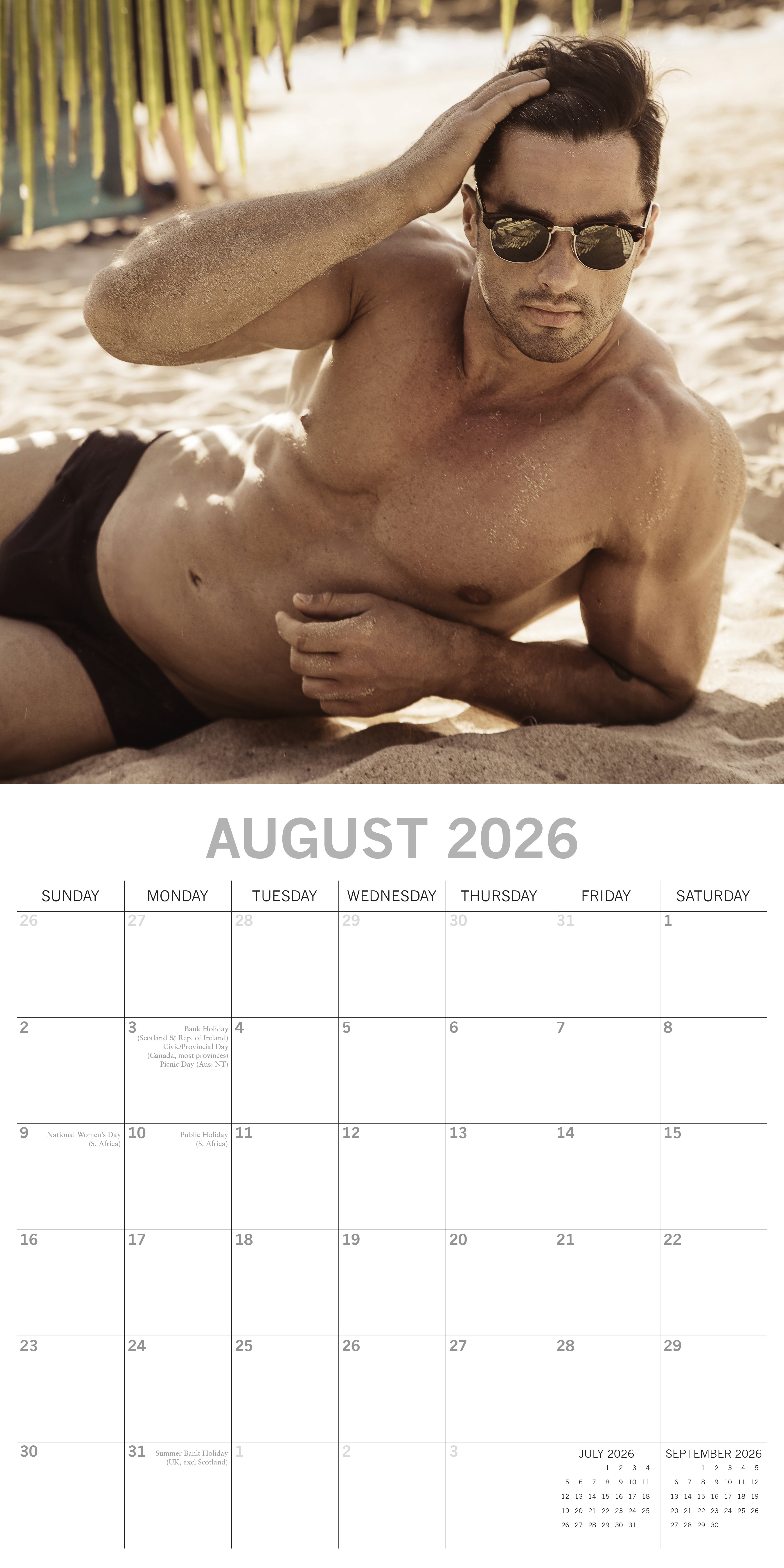 2026 Hunks in Trunks - Square Wall Calendar