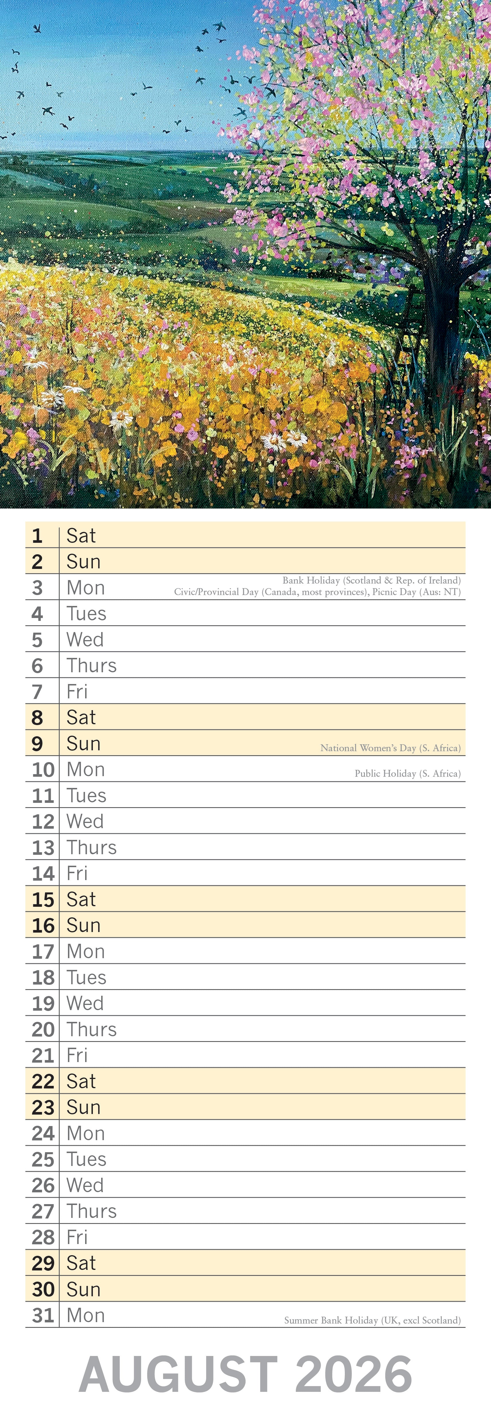 2026 A Country Stroll - Slim Wall Calendar