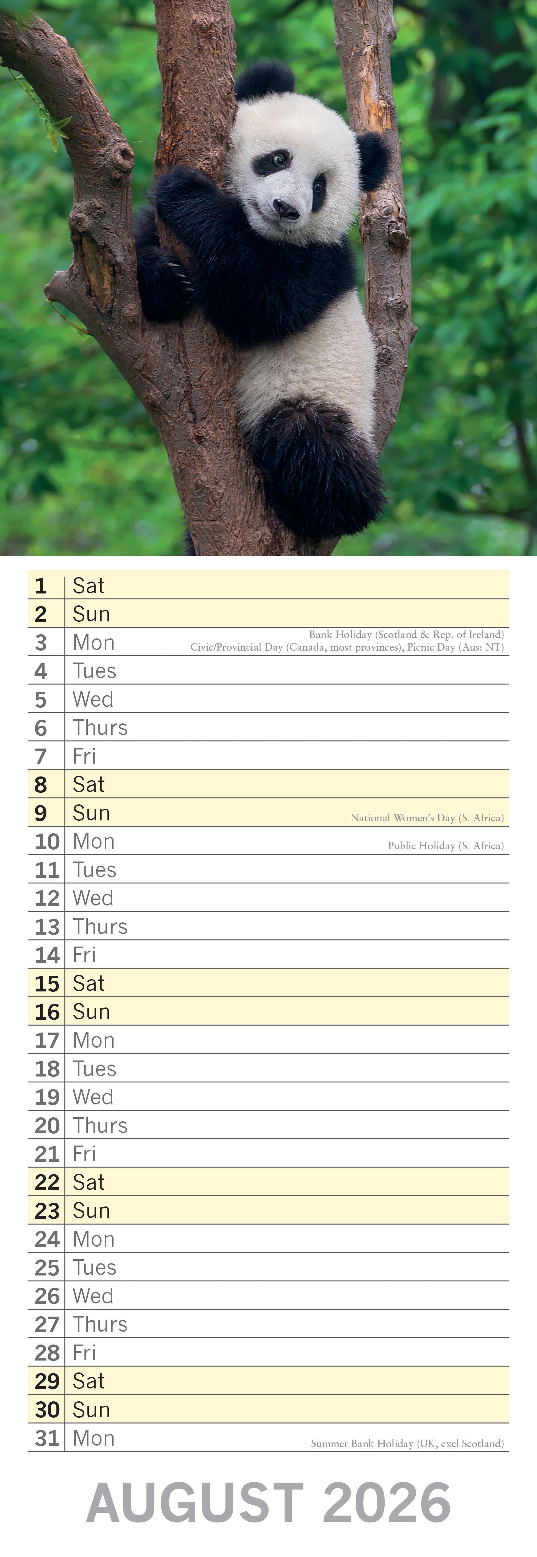 2026 Adorable Animals - Slim Wall Calendar