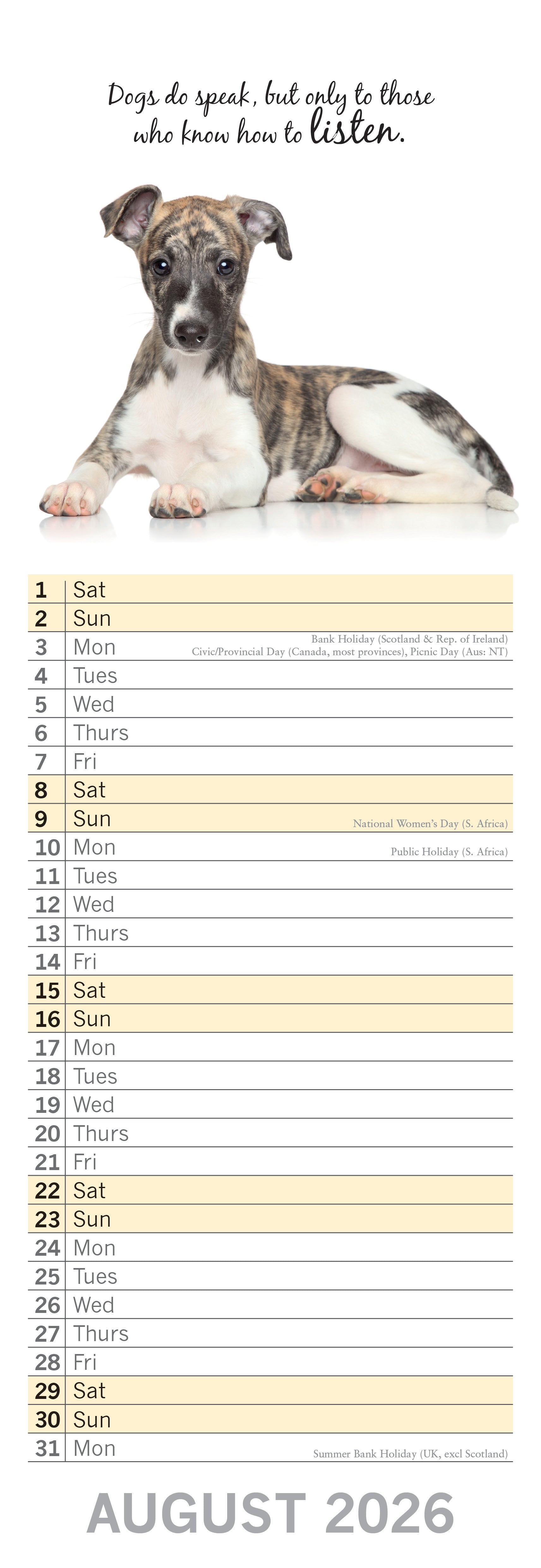 2026 Adorable Dogs - Slim Wall Calendar