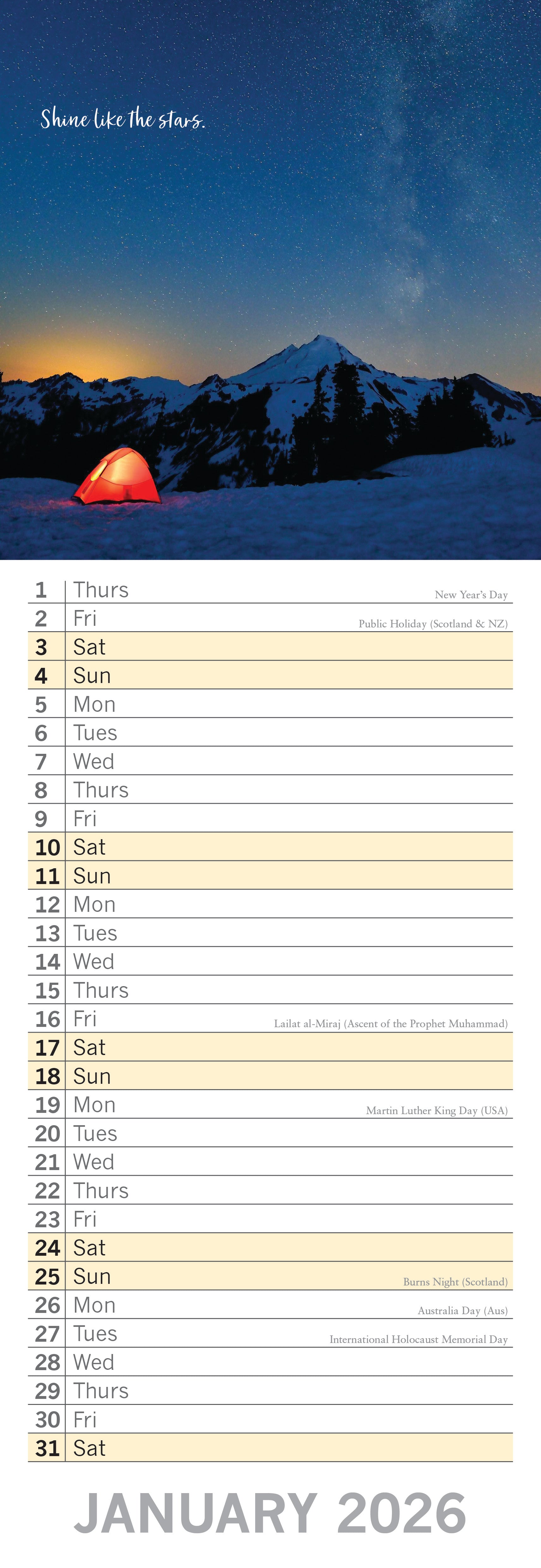 2026 Inspiration - Slim Wall Calendar