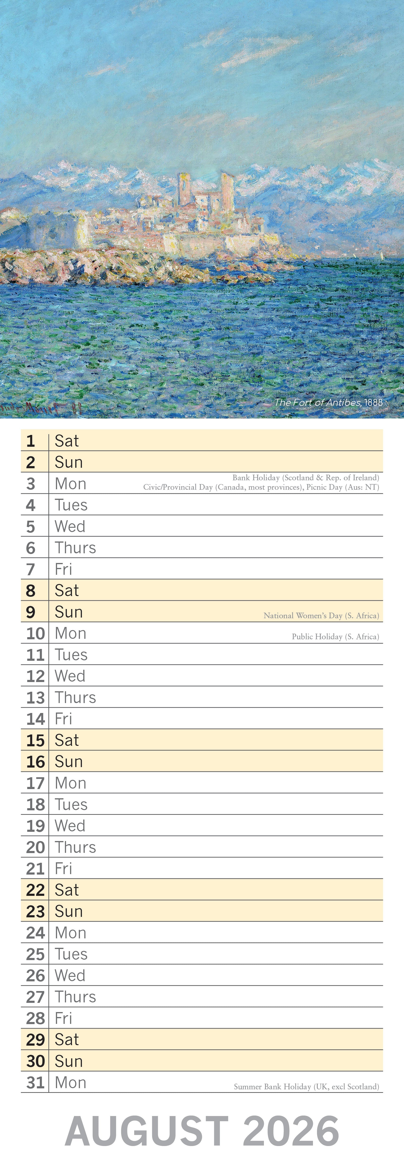2026 Monet - Slim Wall Calendar