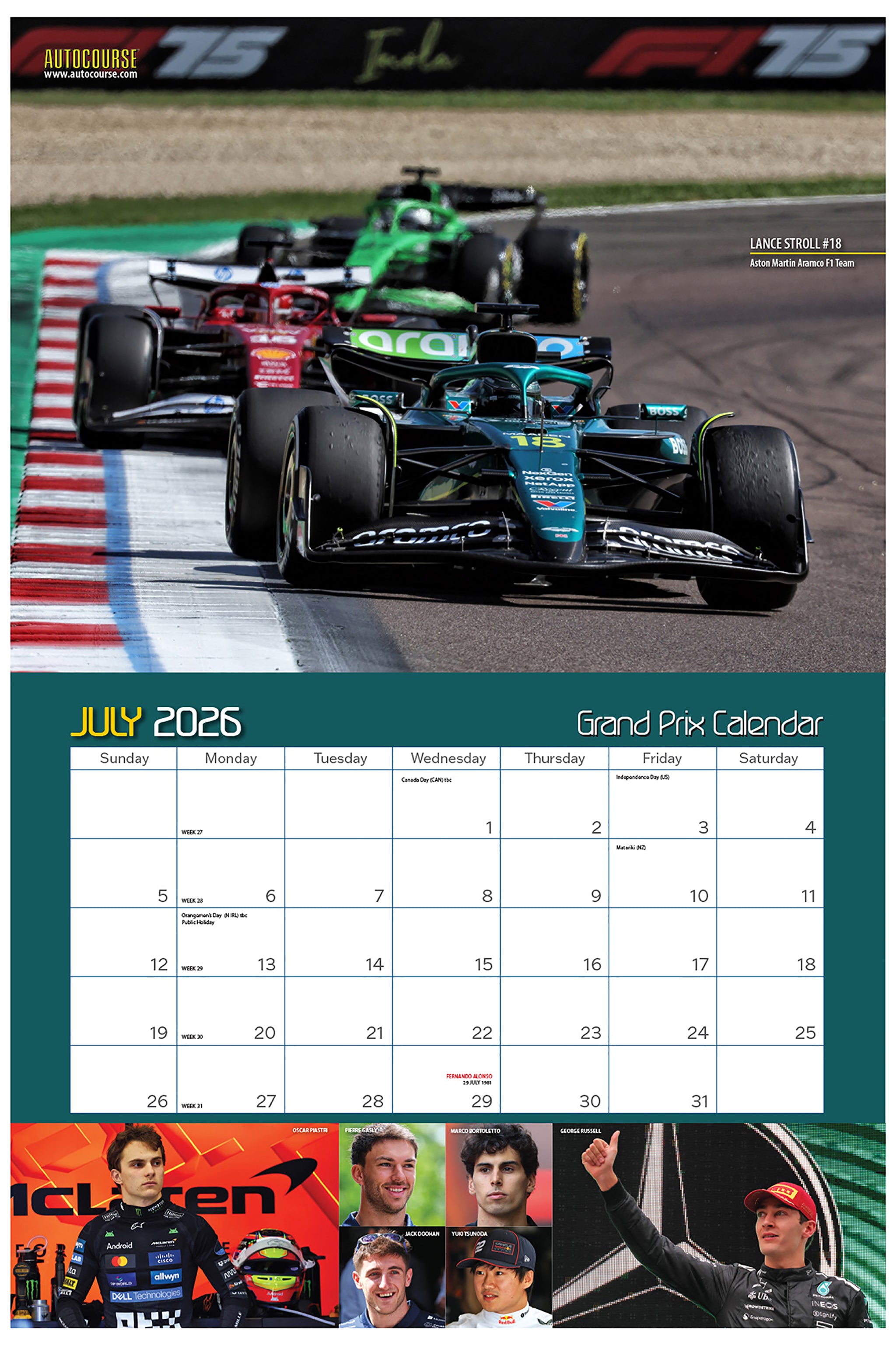 2026 Autocourse Grand Prix - Deluxe Wall Calendar
