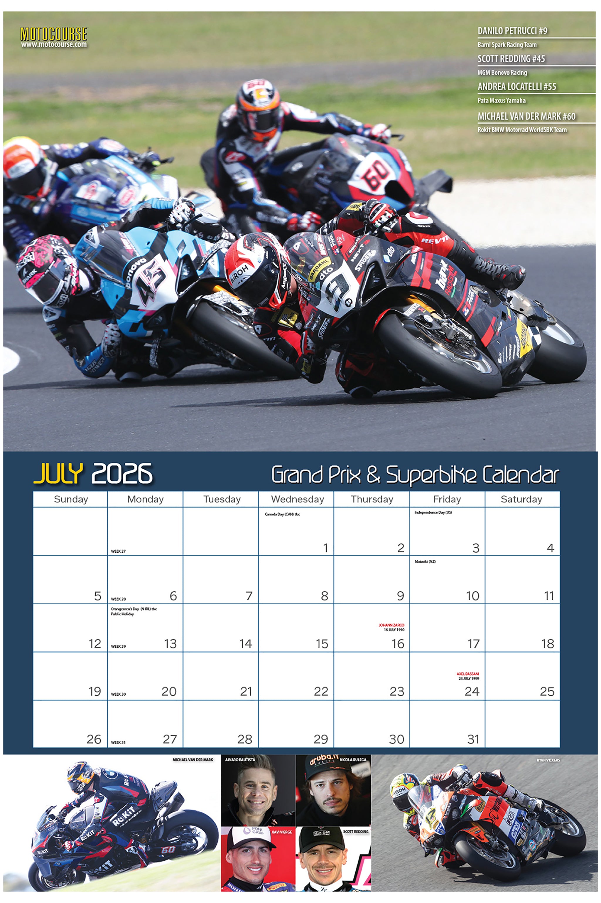 2026 Motocourse Grand Prix & Superbike - Deluxe Wall Calendar