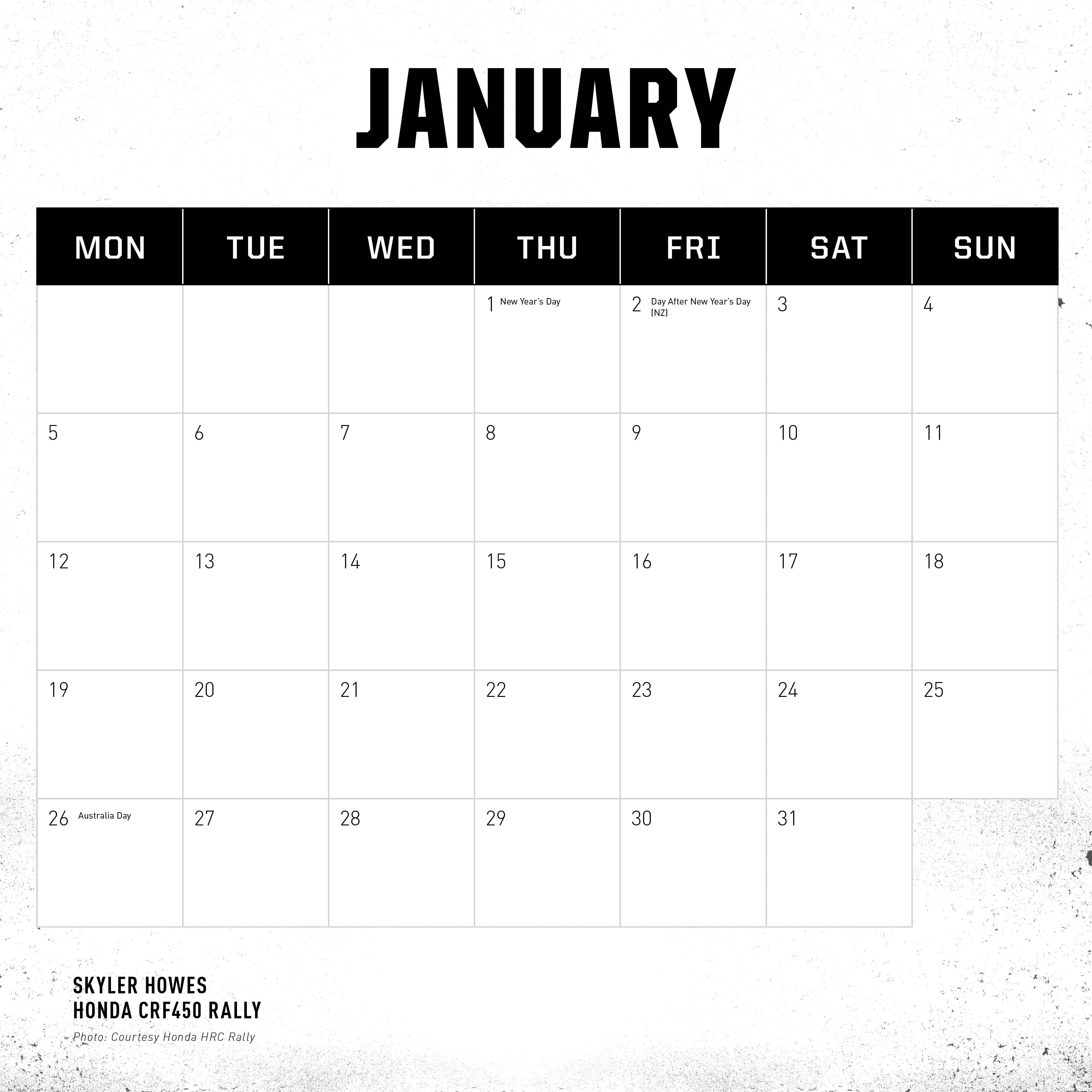 2026 Adventure Bike - Square Wall Calendar